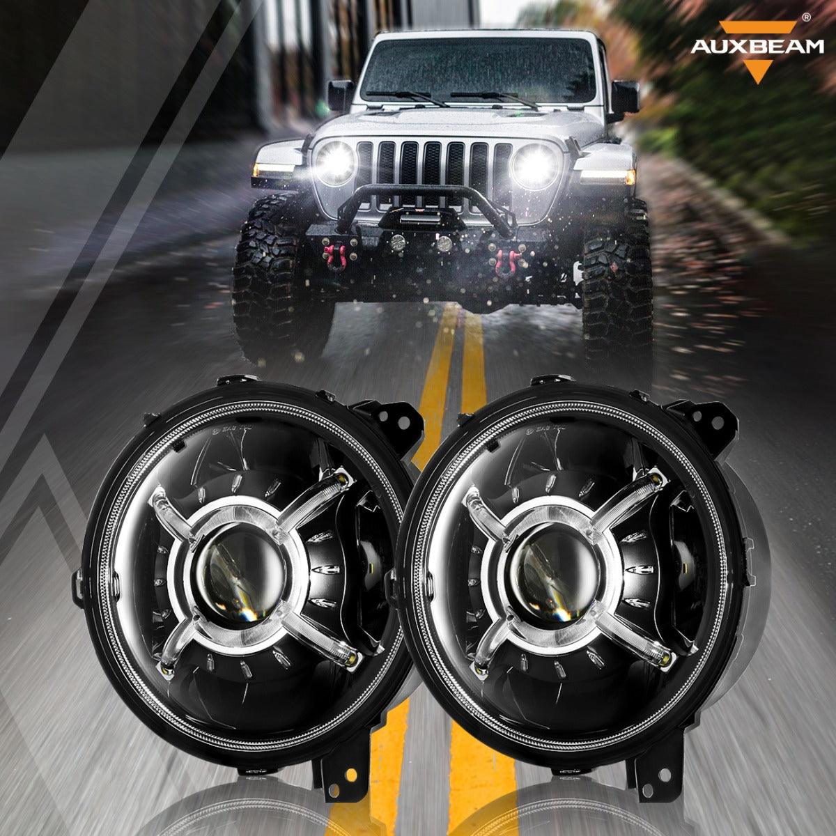 (2pcs/set) 9'' Round 100W LED light with Hi-Lo Beam & DRL for 2018-2022 Jeep Wrangler JL, 2019-2022 Gladiator JT