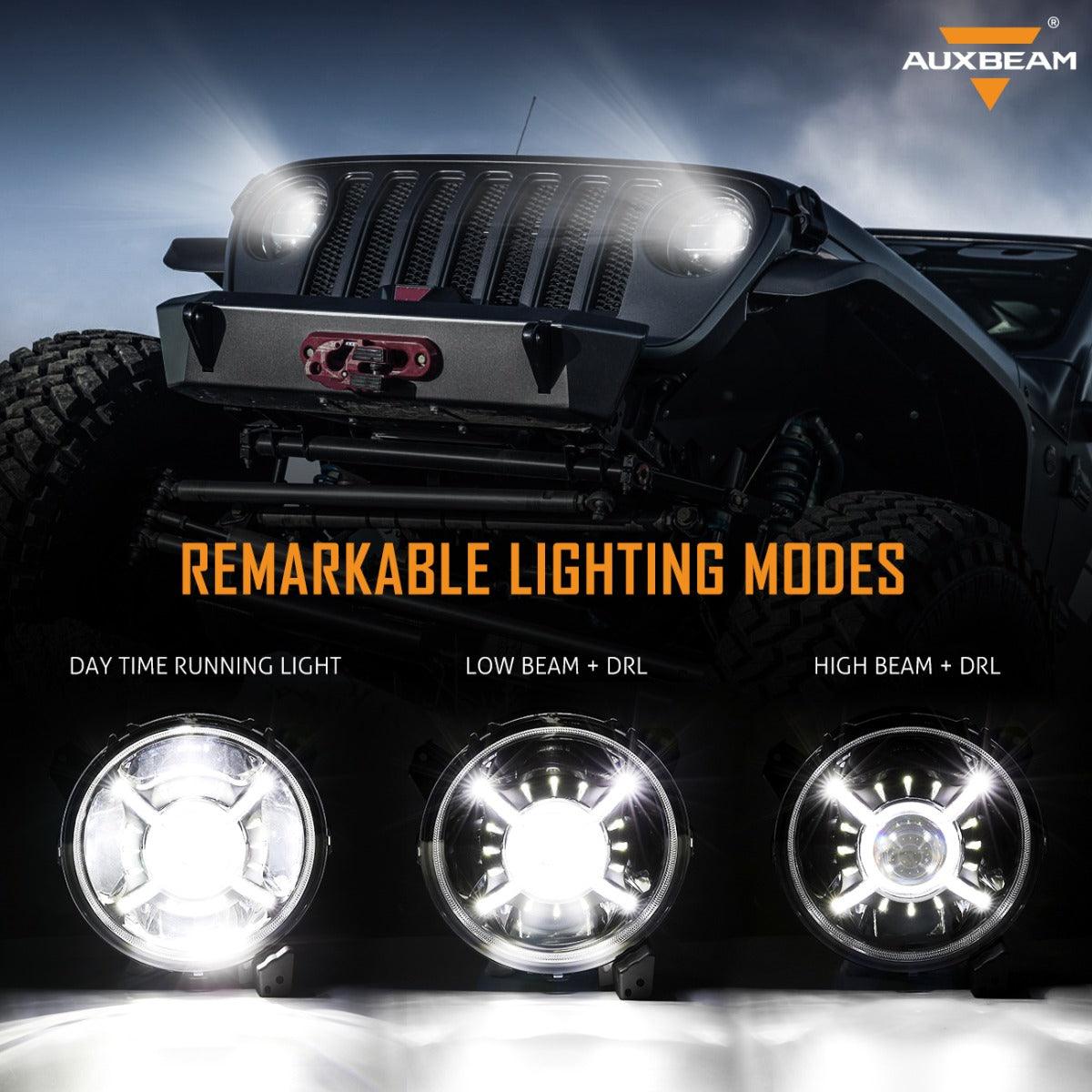 (2pcs/set) 9'' Round 100W LED light with Hi-Lo Beam & DRL for 2018-2022 Jeep Wrangler JL, 2019-2022 Gladiator JT