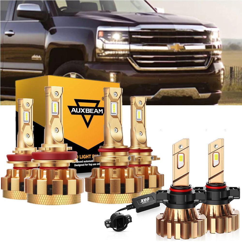 Para 2007-2019 Chevrolet Silverado 2500 HD F-16 Plus Series Canbus incorporado Grado automotriz 14000LM Bombillas LED Paquete de haz alto y bajo