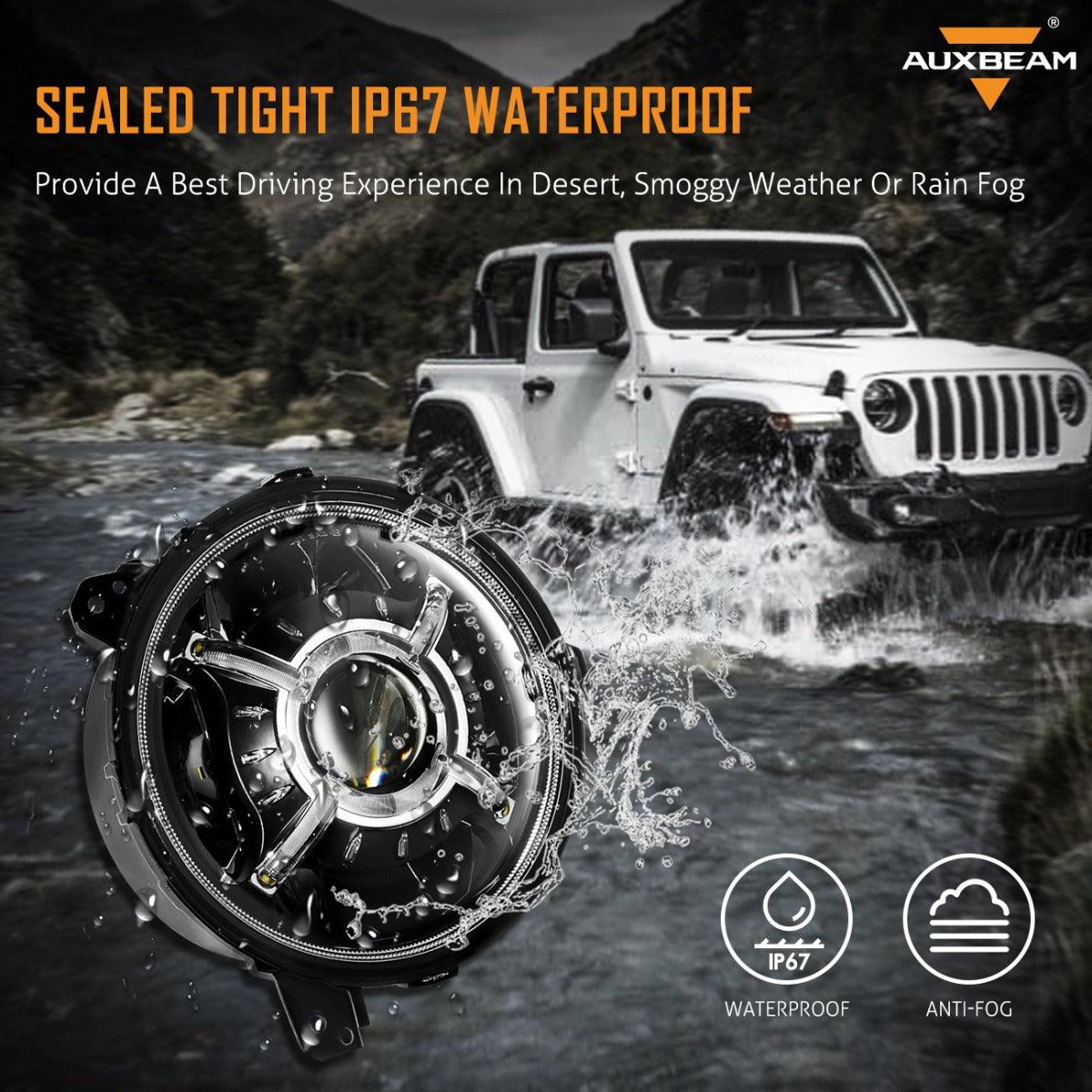 (2pcs/set) 9'' Round 100W LED light with Hi-Lo Beam & DRL for 2018-2022 Jeep Wrangler JL, 2019-2022 Gladiator JT