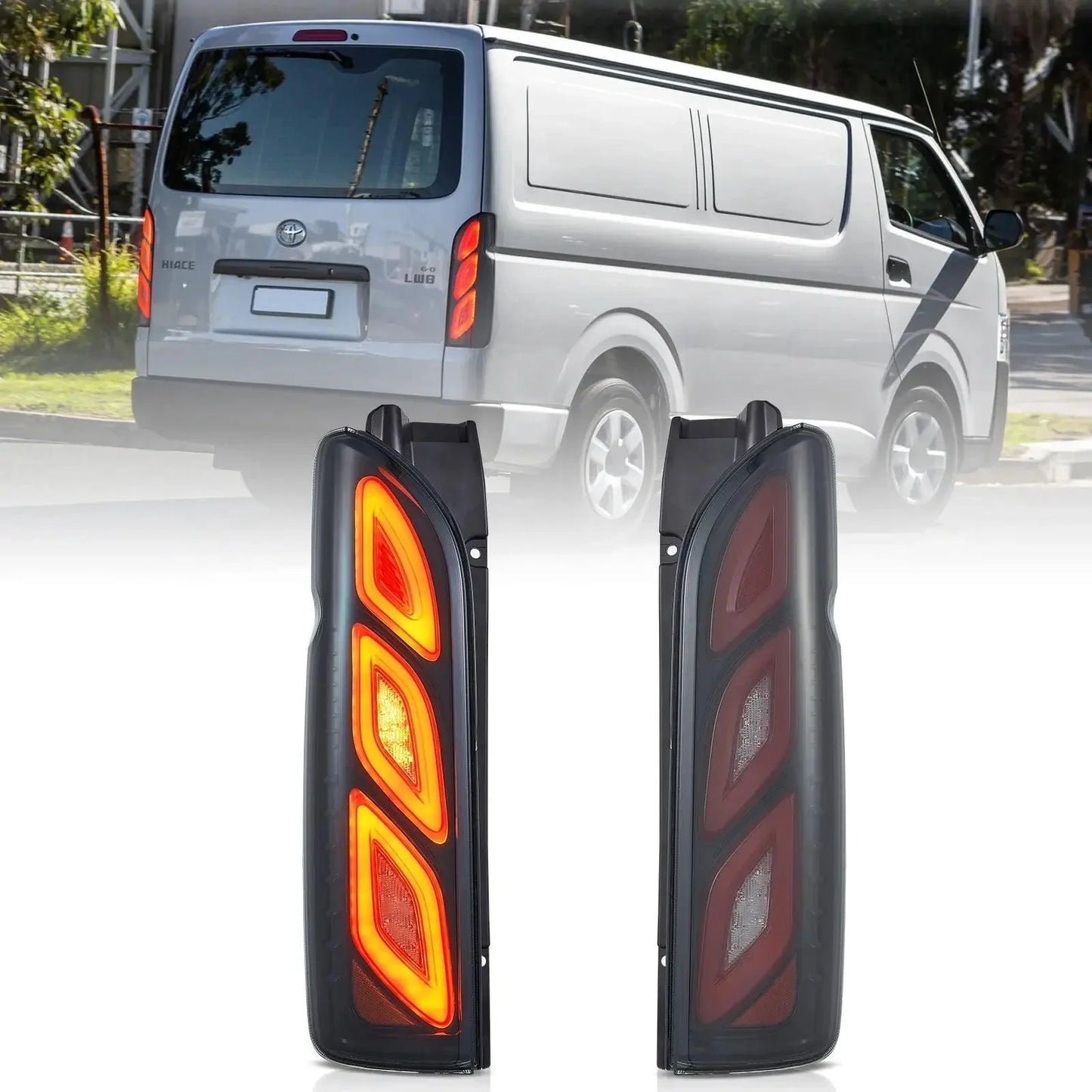 LED Tail Lights Assembly W/Animation DRL For 2005-2018 Toyota Hiace 5th Gen (H200)