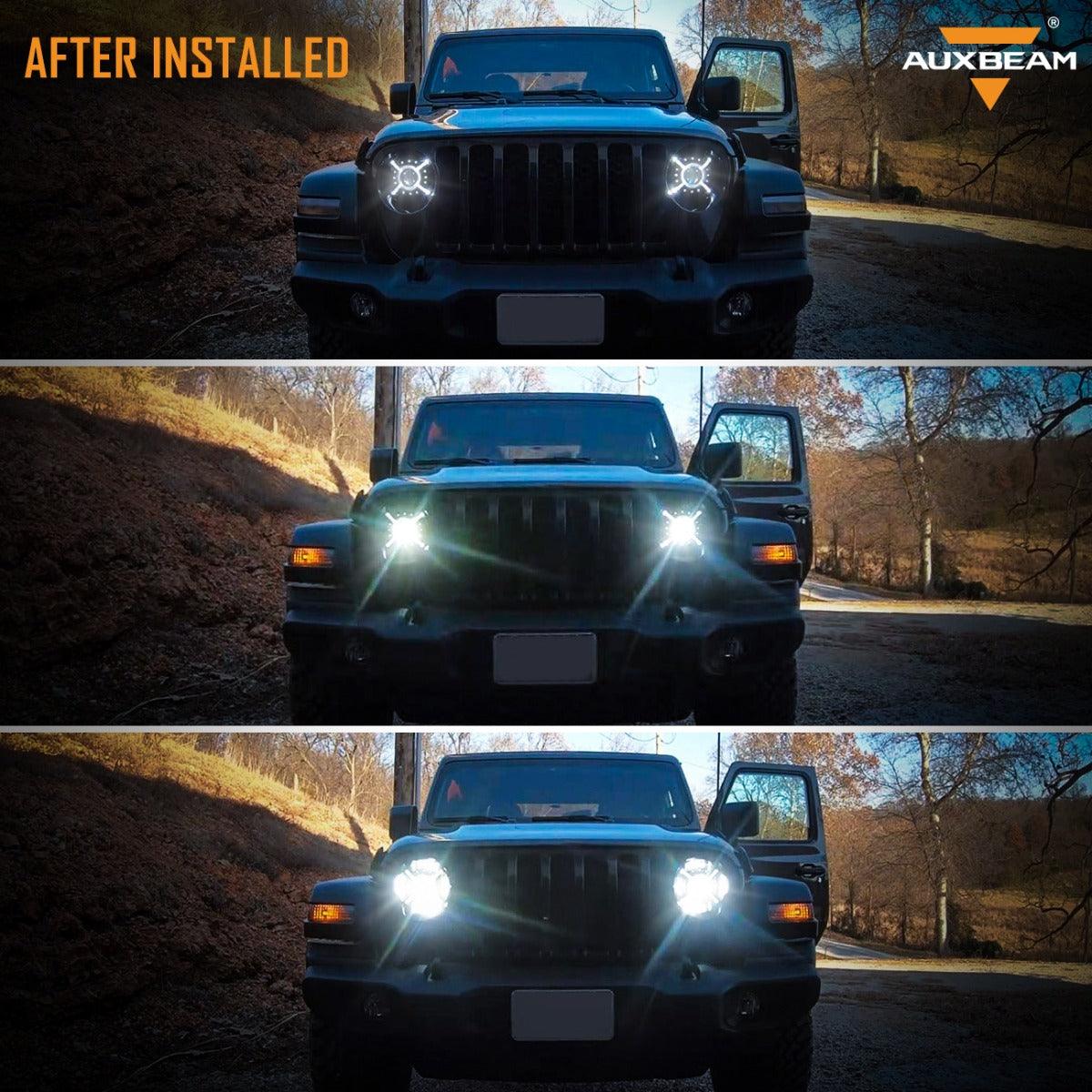 (2pcs/set) 9'' Round 100W LED light with Hi-Lo Beam & DRL for 2018-2022 Jeep Wrangler JL, 2019-2022 Gladiator JT