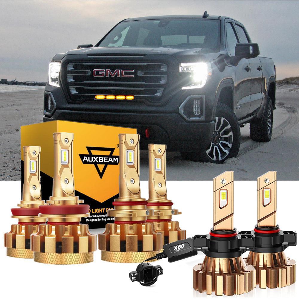 Para 2007-2008 GMC Sierra 1500 (Denali SLE SLT WT) Serie F-16 Plus Bombillas LED Canbus integradas de grado automotriz 14000LM Paquete de haz alto y bajo