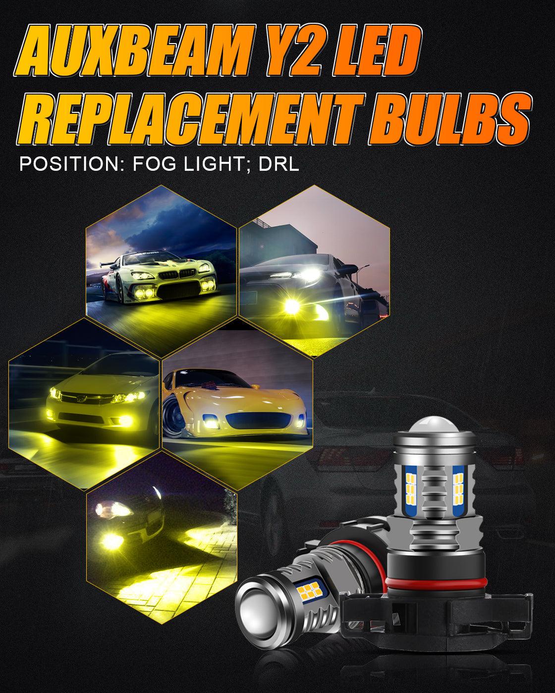 🔥(2pcs/set) 5202/5201/PS24W/H16EU Y2 Series 3-Sides Golden Yellow LED Fog Light/DRL