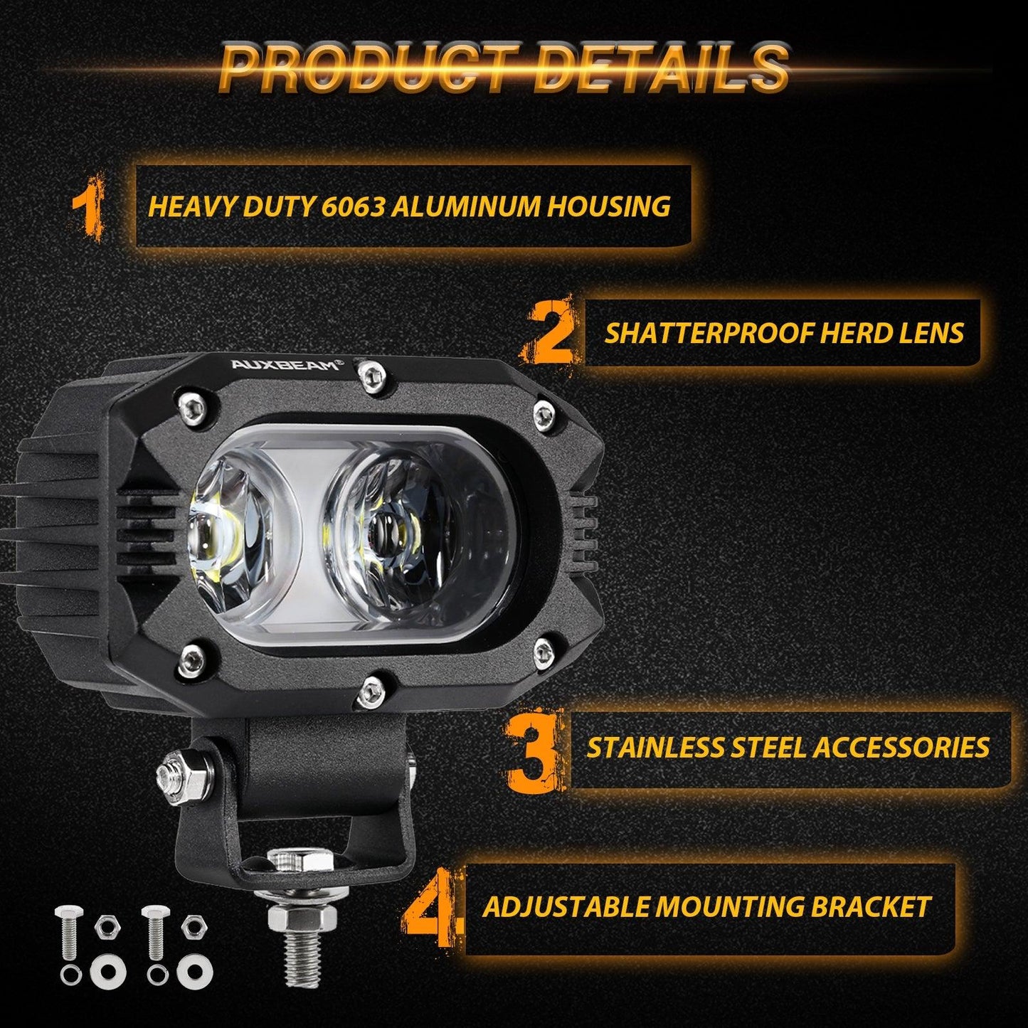 R4 Series 4 Inch 60W Lentille Corrugée 120° LED Pods