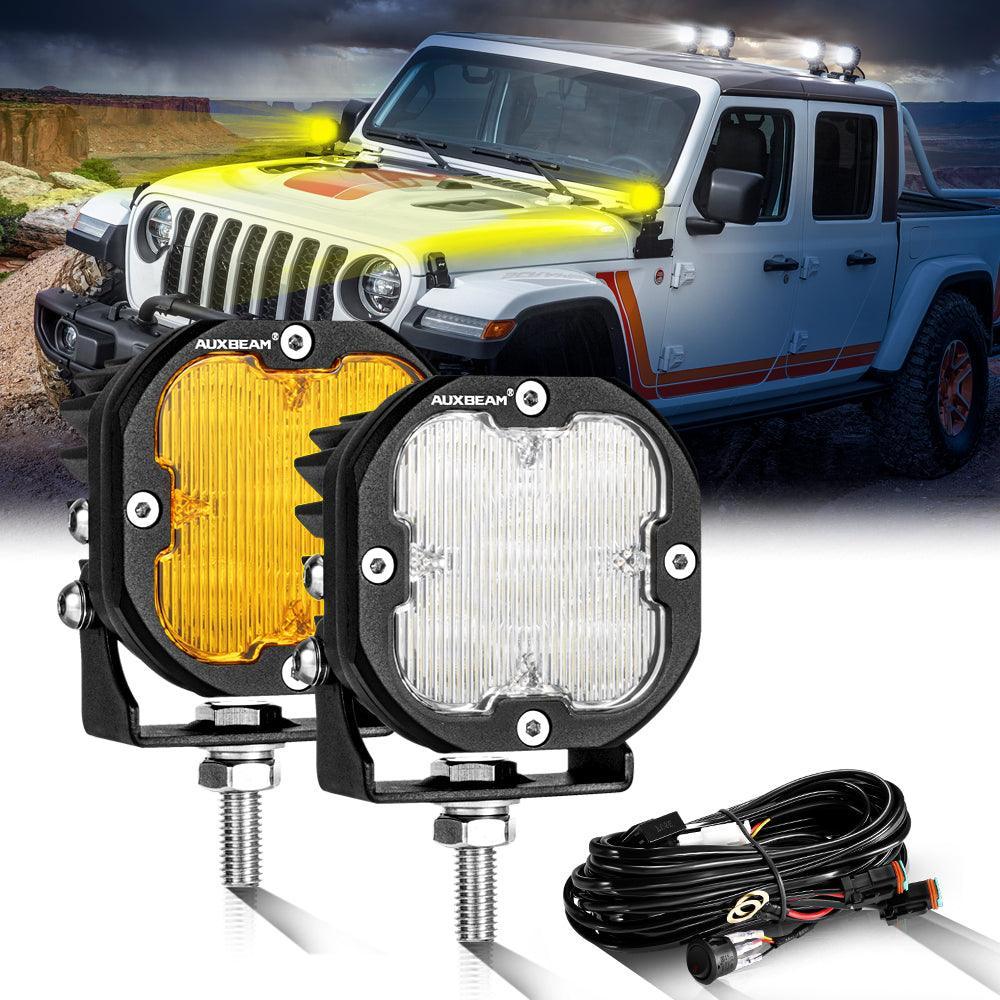 Luces LED de 3 pulgadas 80W 9600LM blancas y ámbar para JEEP