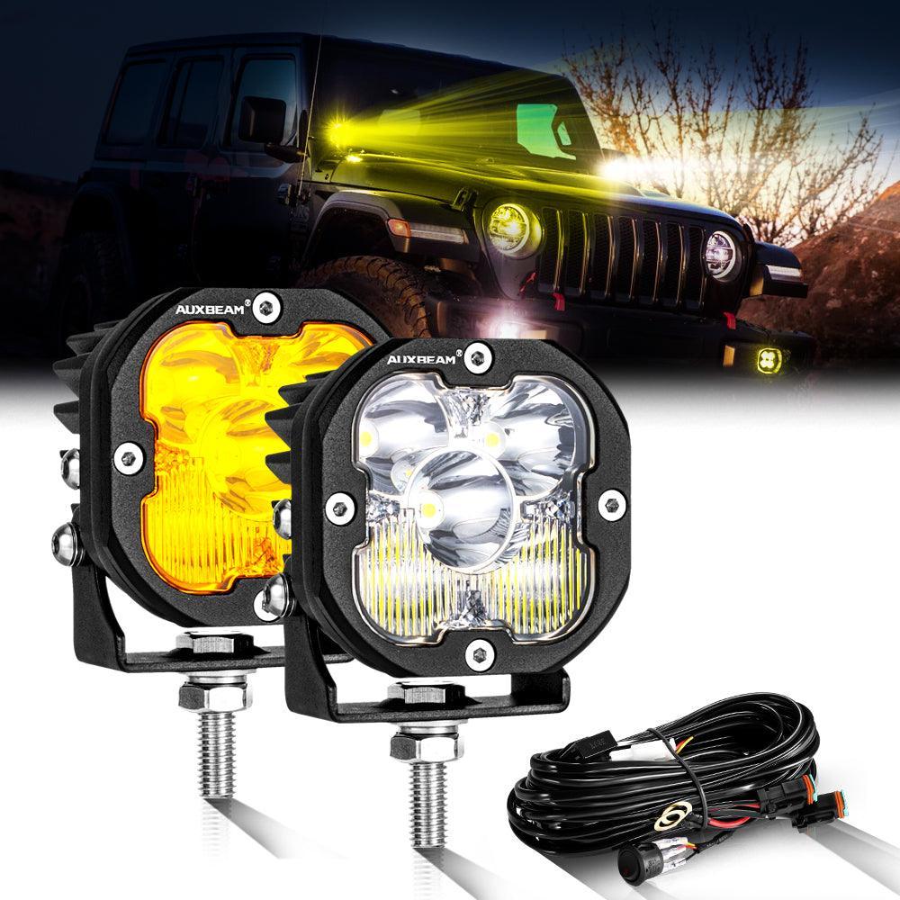 Luces LED de 3 pulgadas 80W 9600LM blancas y ámbar para JEEP