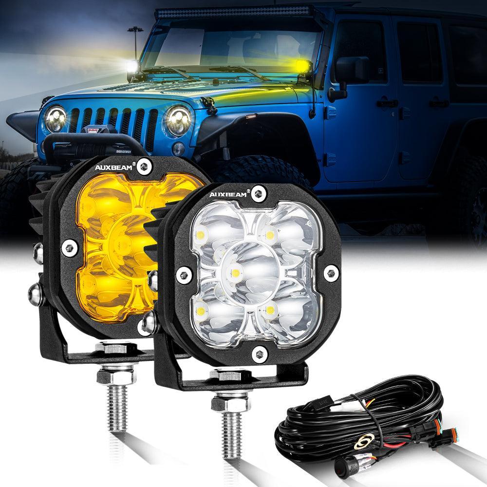 Luces LED de 3 pulgadas 80W 9600LM blancas y ámbar para JEEP