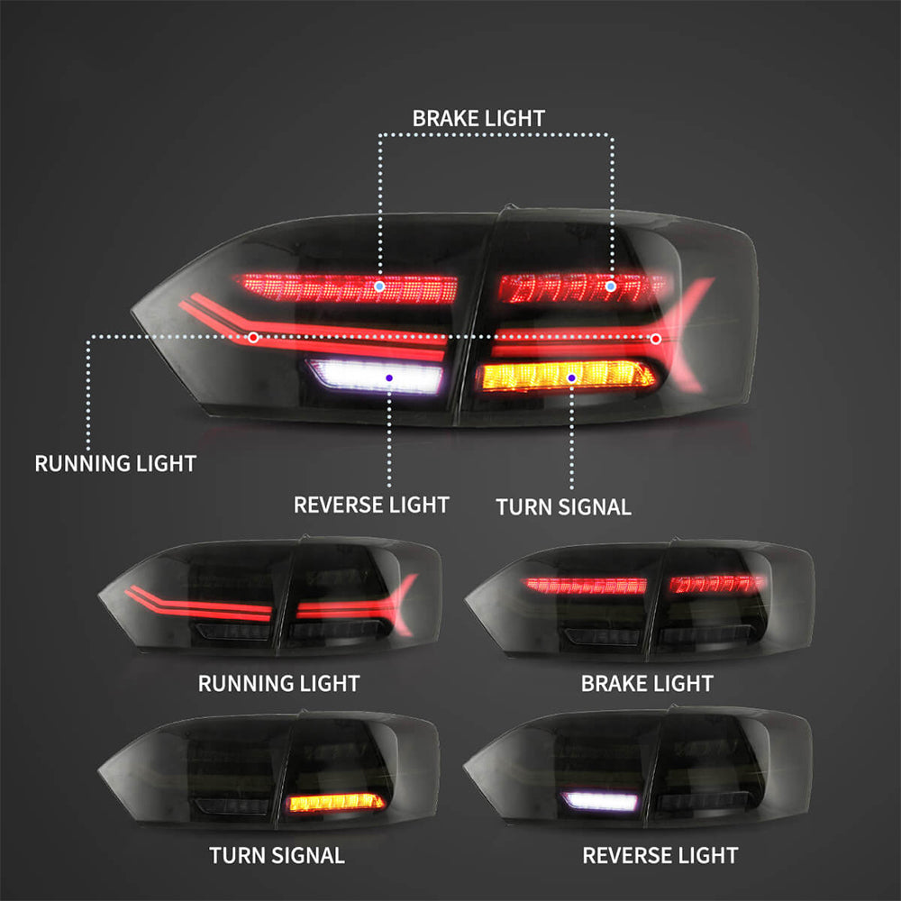 LED Tail Light Assembly With Full LED Sequential Turn Signal For 2011-2014 Volkswagen Jetta/Sagitar 6th Gen (A6)