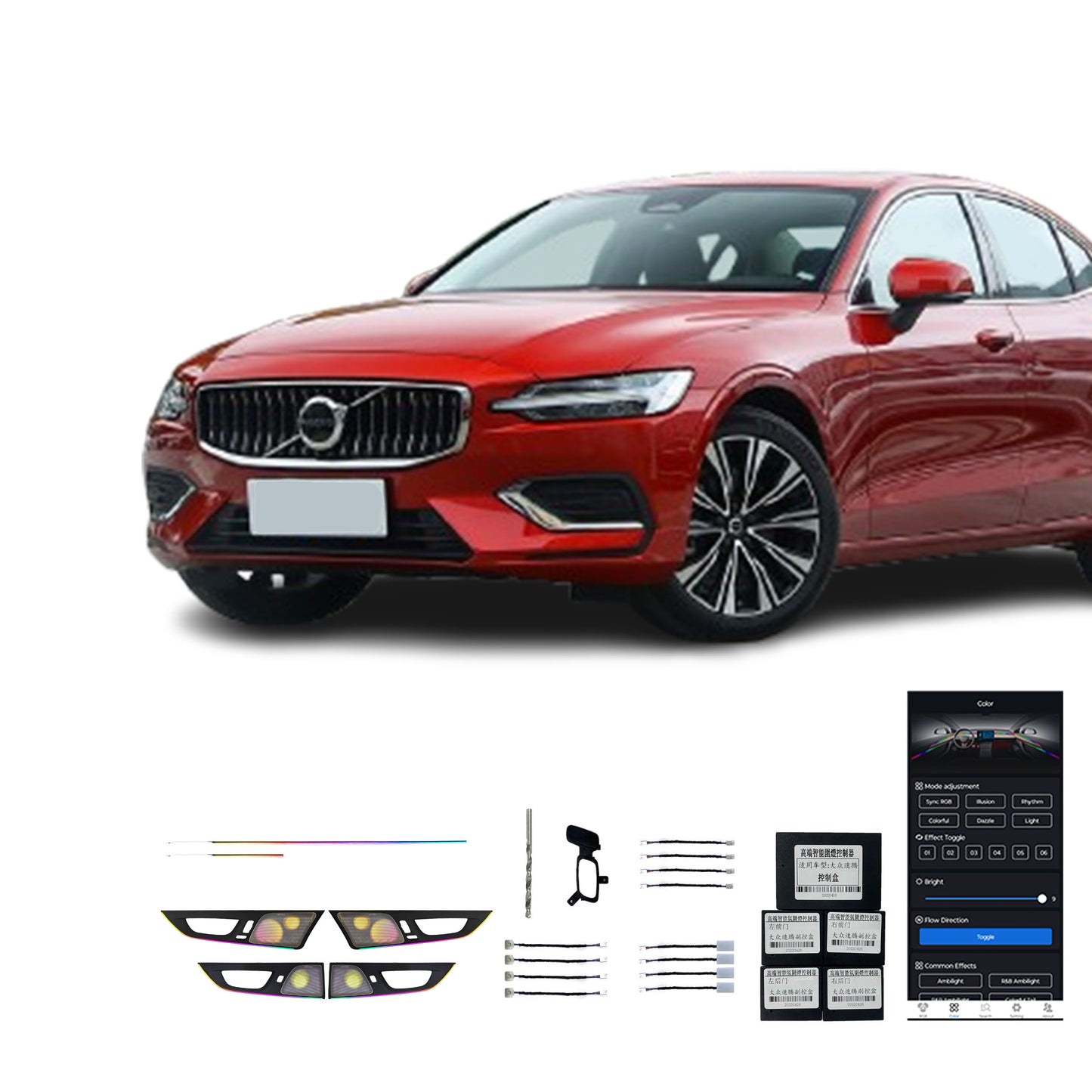20-24 S60 Vente Directe Usine Plaque Décorative Intérieure Voiture Avec 22 Lumières Ambiantes De Haute Qualité Pour Volvo 20-24 S60