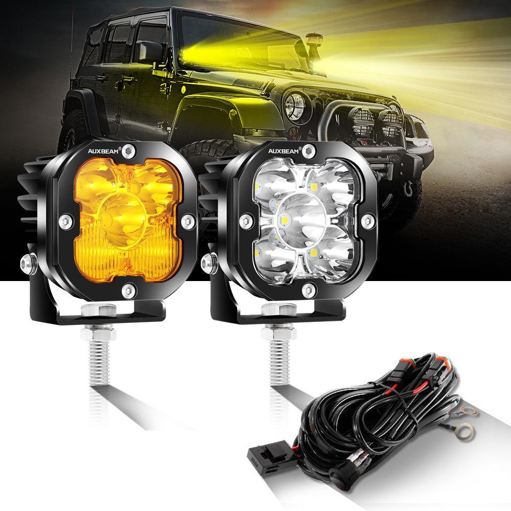 Luces LED de 3 pulgadas 80W 9600LM blancas y ámbar para JEEP