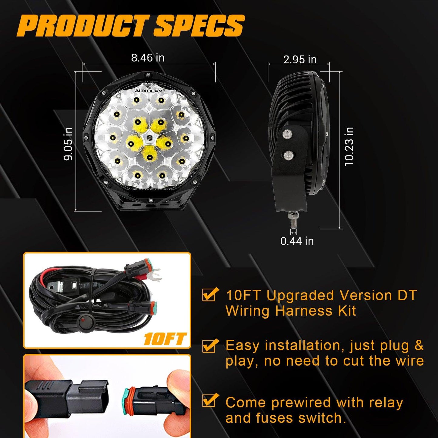 (2 unids/set) 8,5 pulgadas 150W luces todoterreno redondas luces de conducción LED de haz puntual