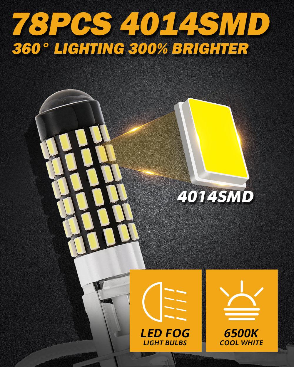 H3 LED Fog Light/DRL Bulbs 6W 2000ML 6500K White | 2 Bulbs