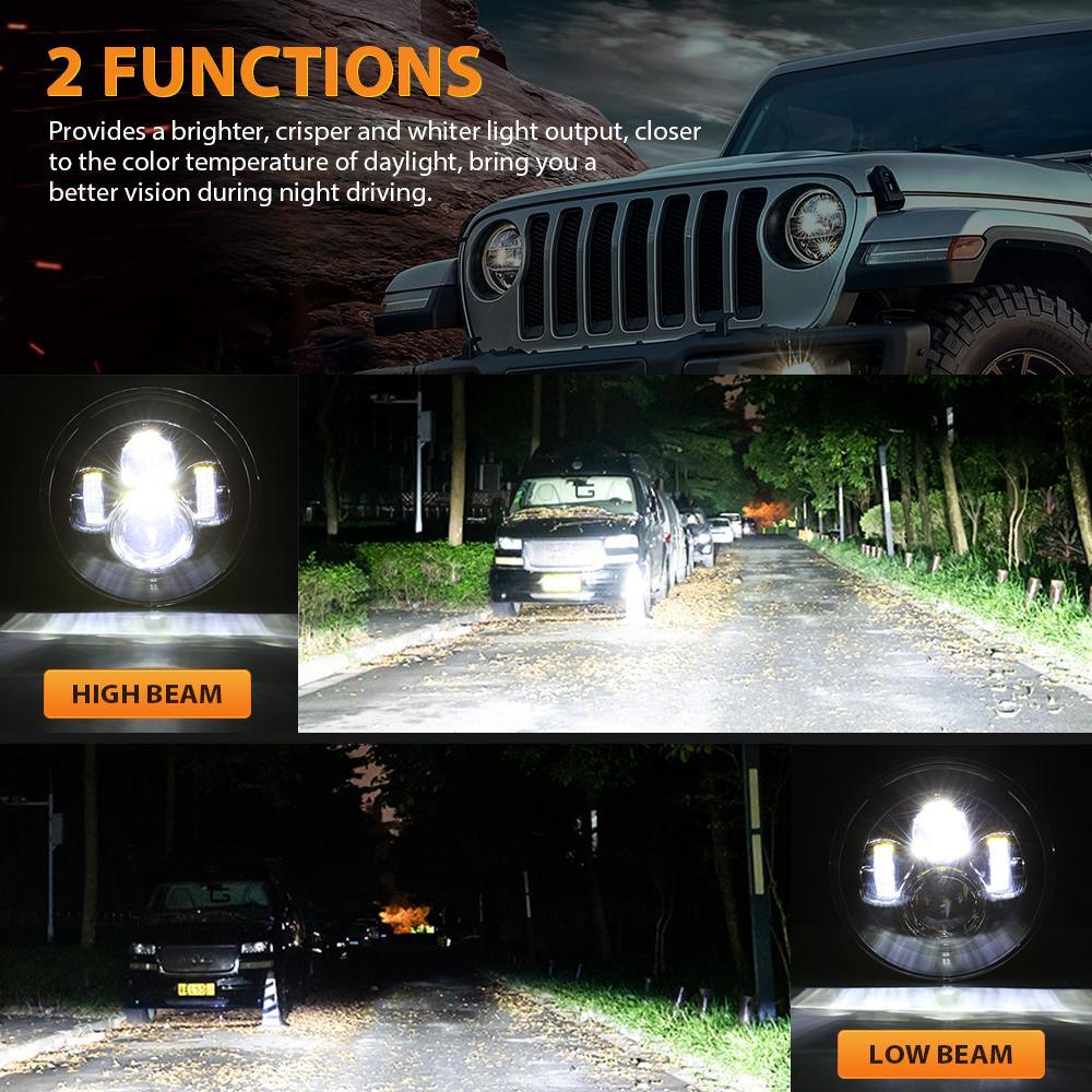 7'' LED Headlight Replacement And 4'' 30W LED Fog Lights with White DRL+Amber Turn Signal For Jeep Wrangler2007-2018 JK