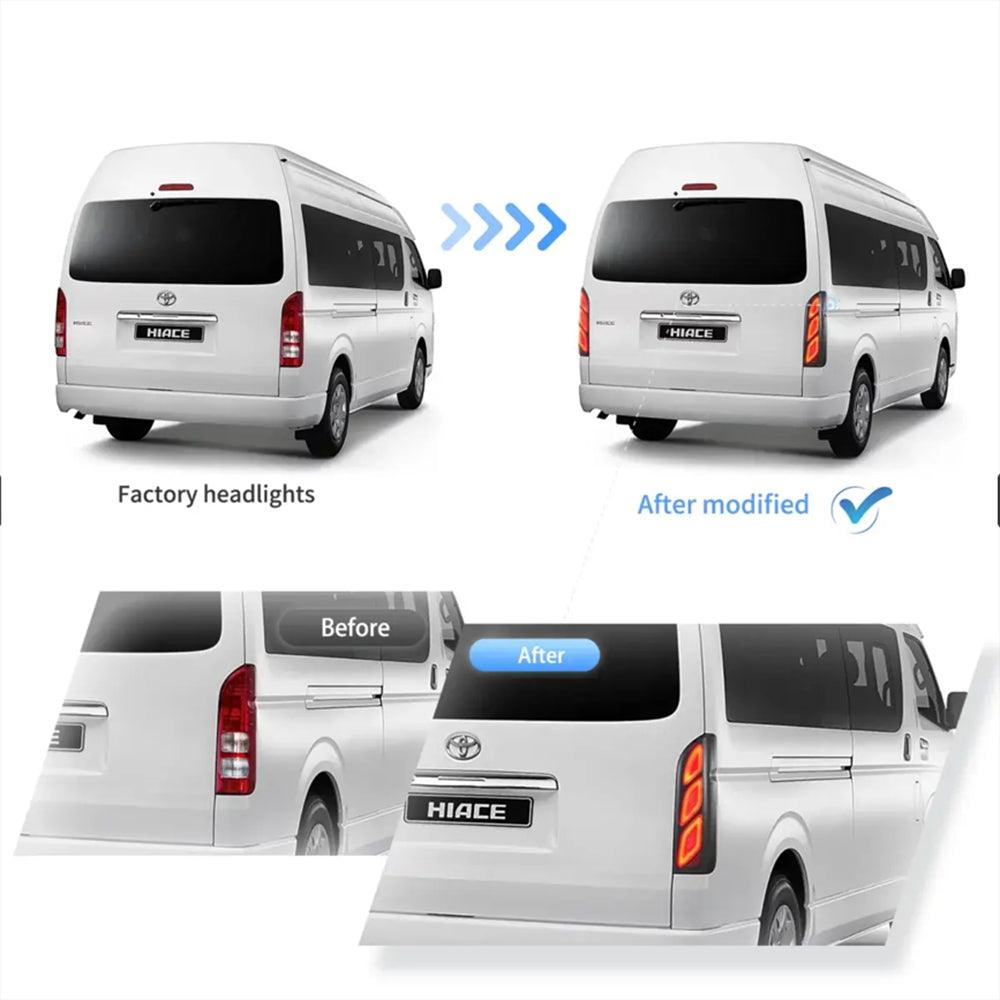 LED Tail Lights Assembly W/Animation DRL For 2005-2018 Toyota Hiace 5th Gen (H200)