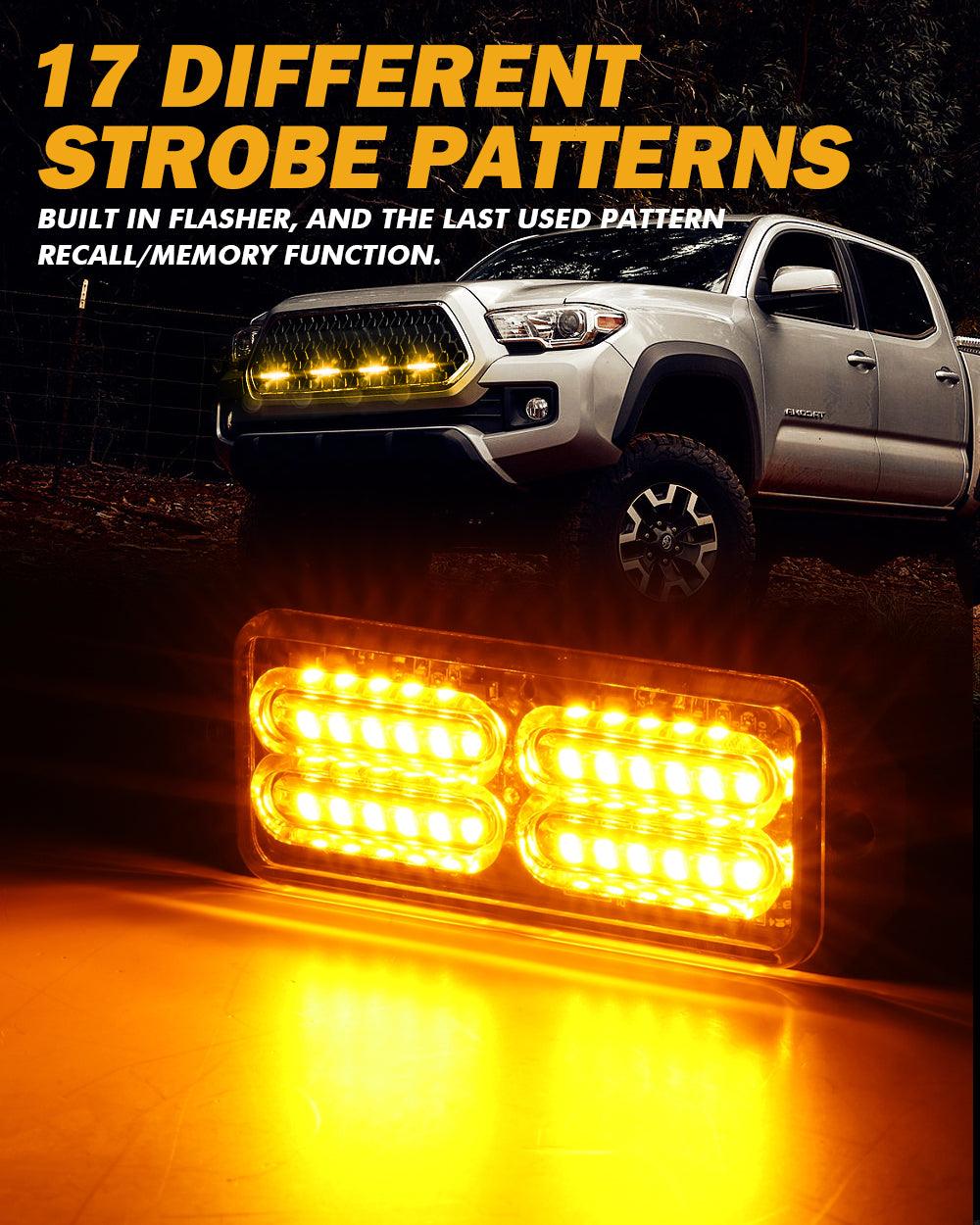 (4PSC/SET) 24LED Emergency Surface Mount Grill Strobe Light for Trucks Vehicles ATV RV Cars Van