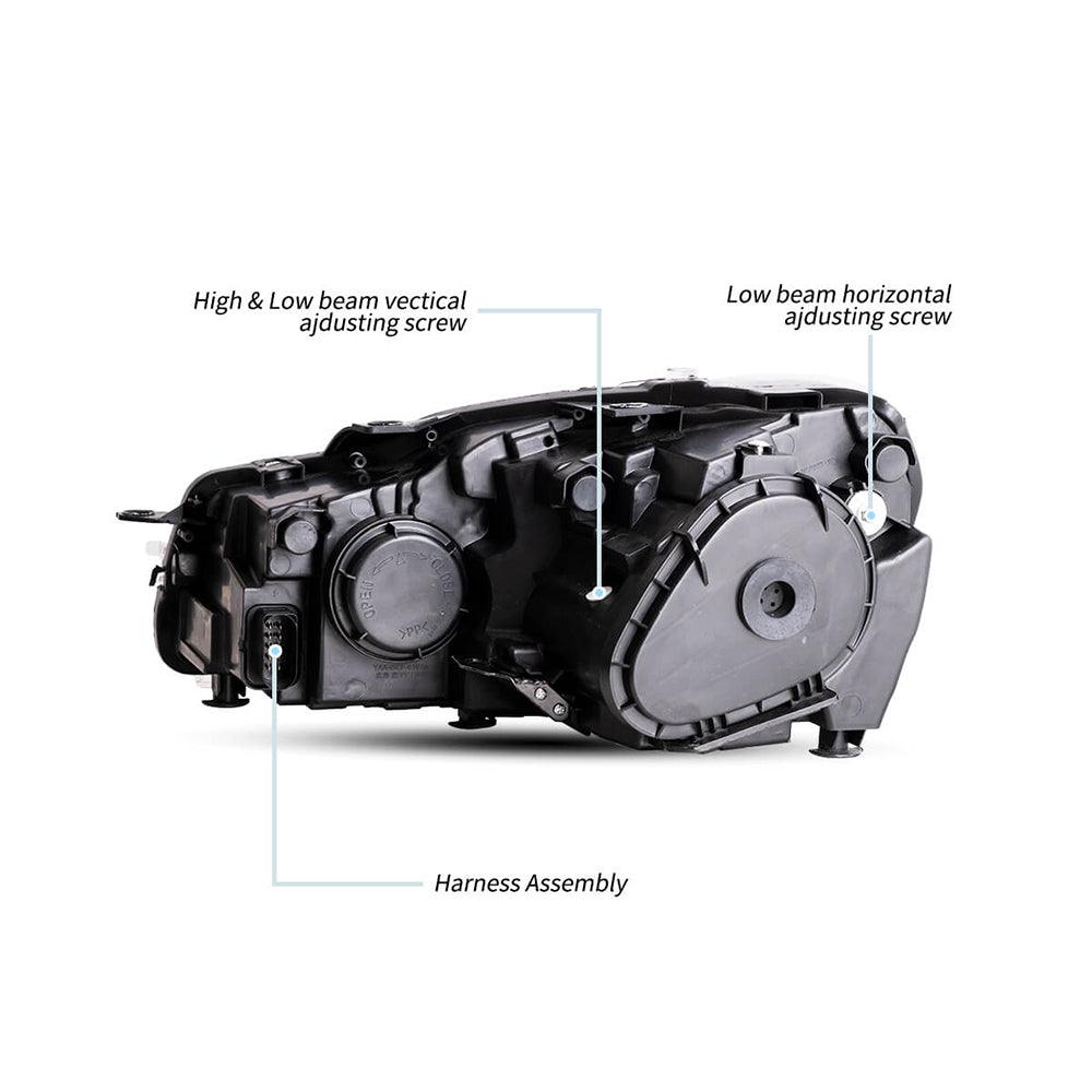 LED Headlight Assembly Dual Beam Projector Black For 2008-2014 Volkswagen Golf 6th Gen (Mk6/A6 Typ 5K)