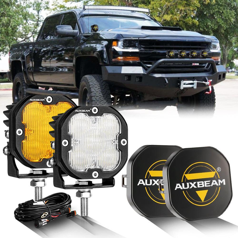 Luces LED de 3 pulgadas, 80W, 9600LM, blancas y ámbar para CHEVROLET