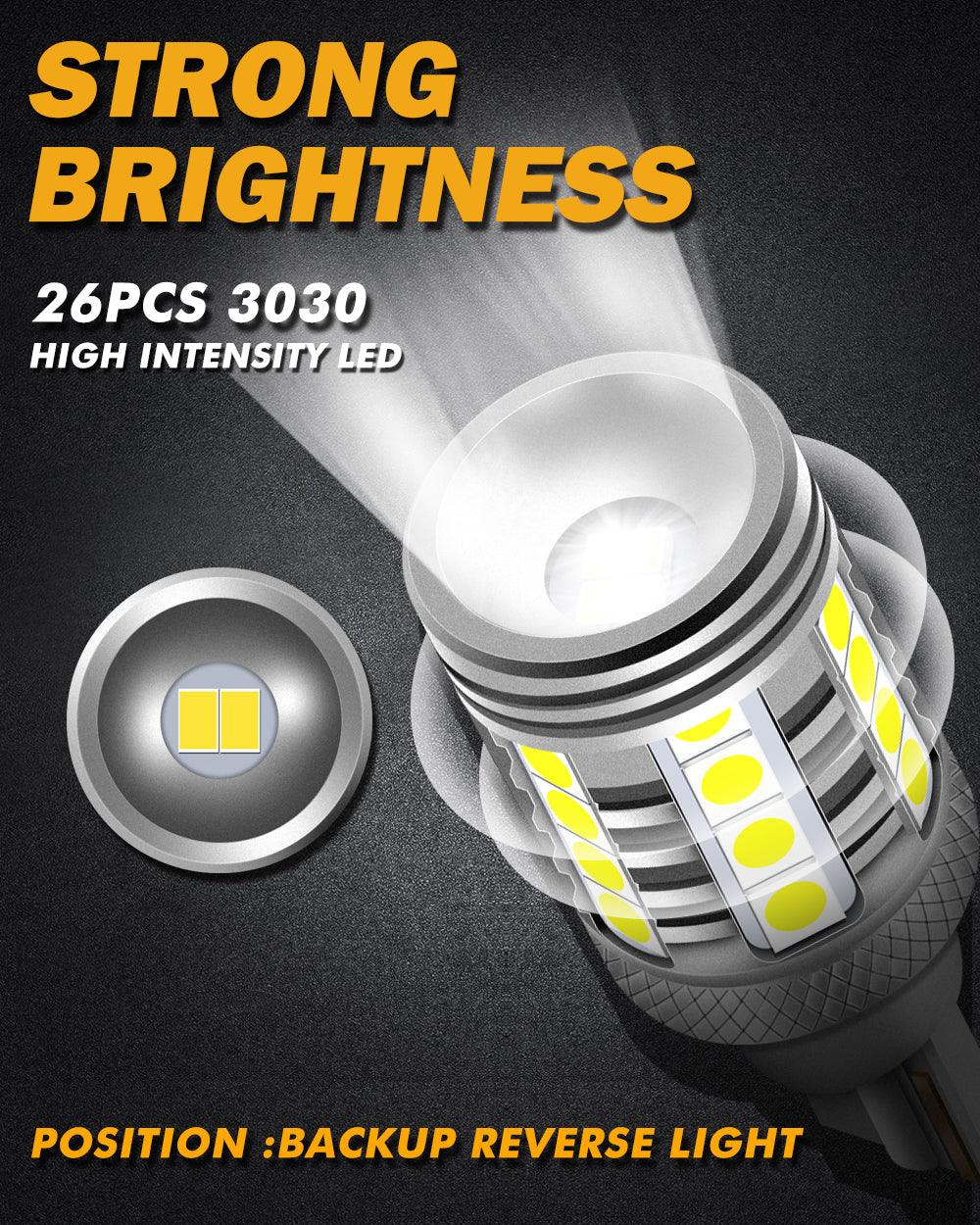 921 912 LED Bulbs Cargo Light High Mount Stop 3rd Brake Light Combo, White & Strobe Red Kit | 4 Bulbs