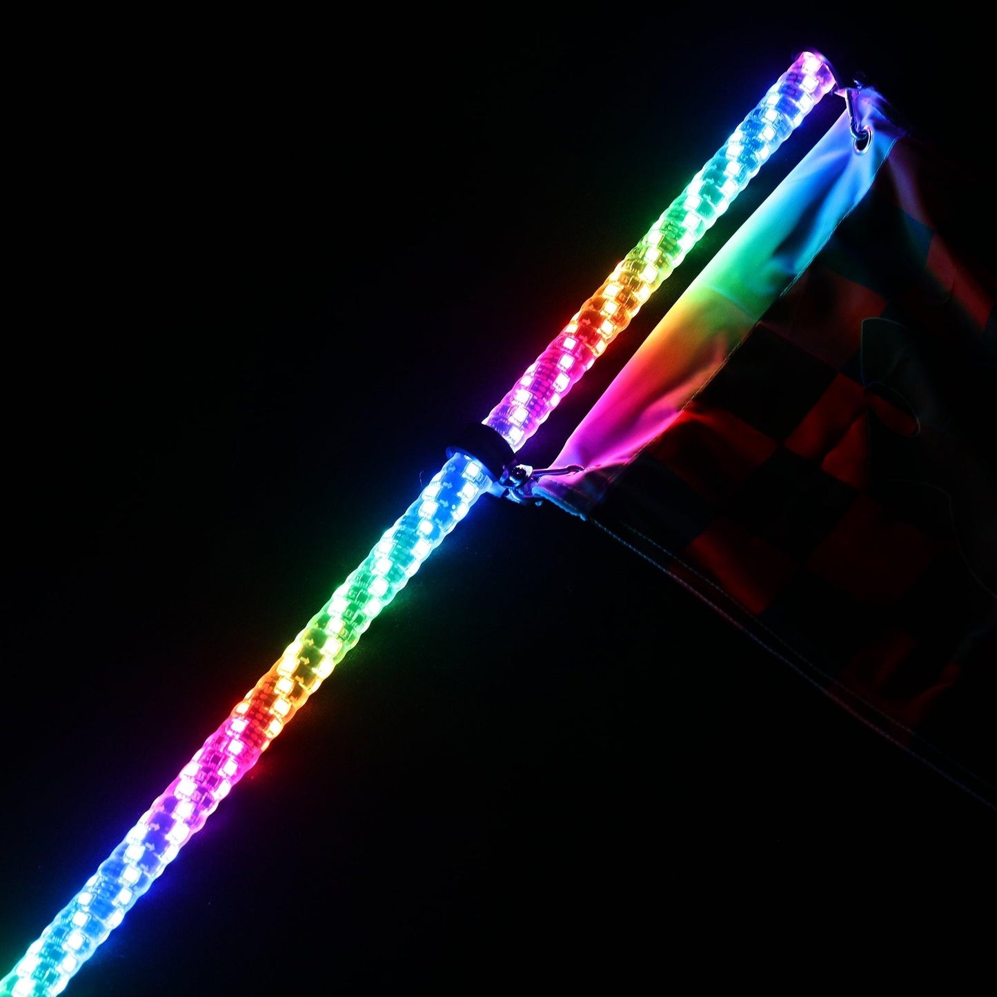 3FT/4FT RGB LED Whip Light with Remote Control+Whip Light Mounting Brackets for UTV, ATV, Off-Road Vehicle