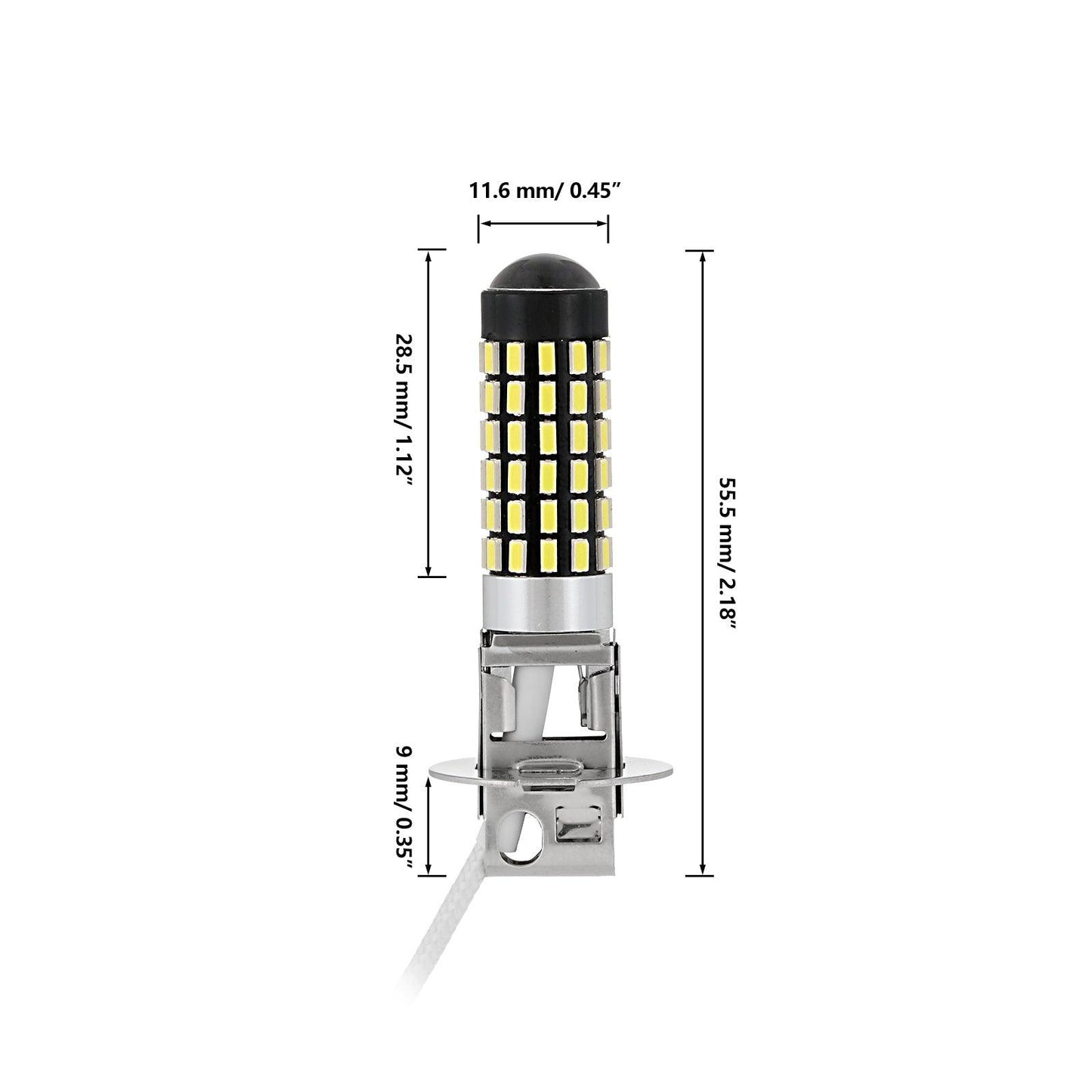 H3 LED Fog Light/DRL Bulbs 6W 2000ML 6500K White | 2 Bulbs