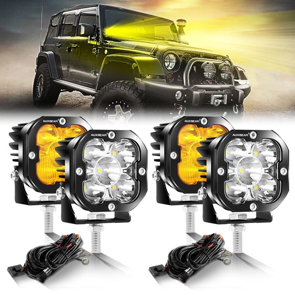 Luces LED de 3 pulgadas 80W 9600LM blancas y ámbar para JEEP