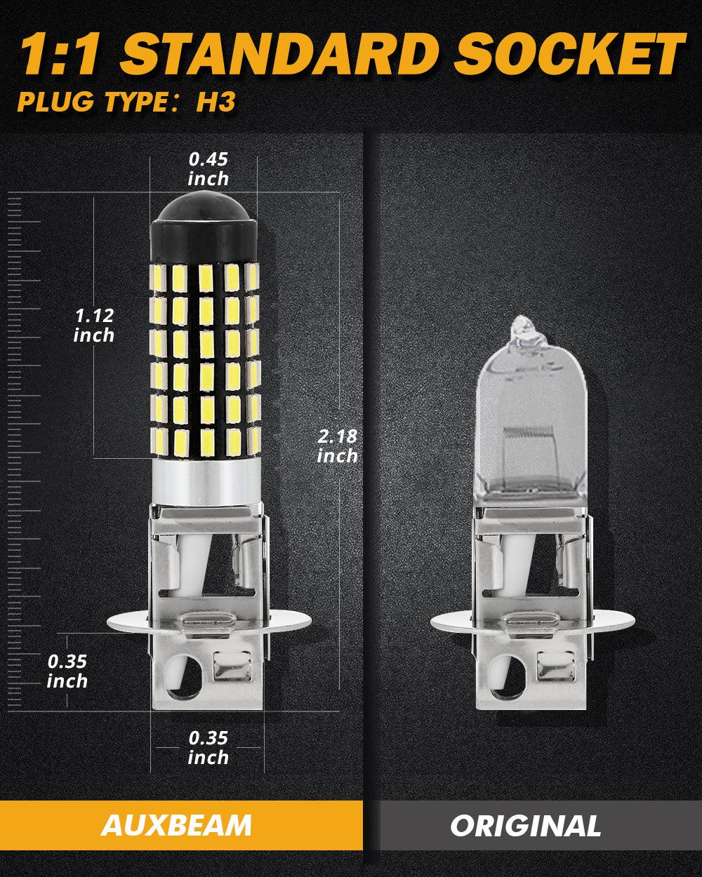 H3 LED Fog Light/DRL Bulbs 6W 2000ML 6500K White | 2 Bulbs
