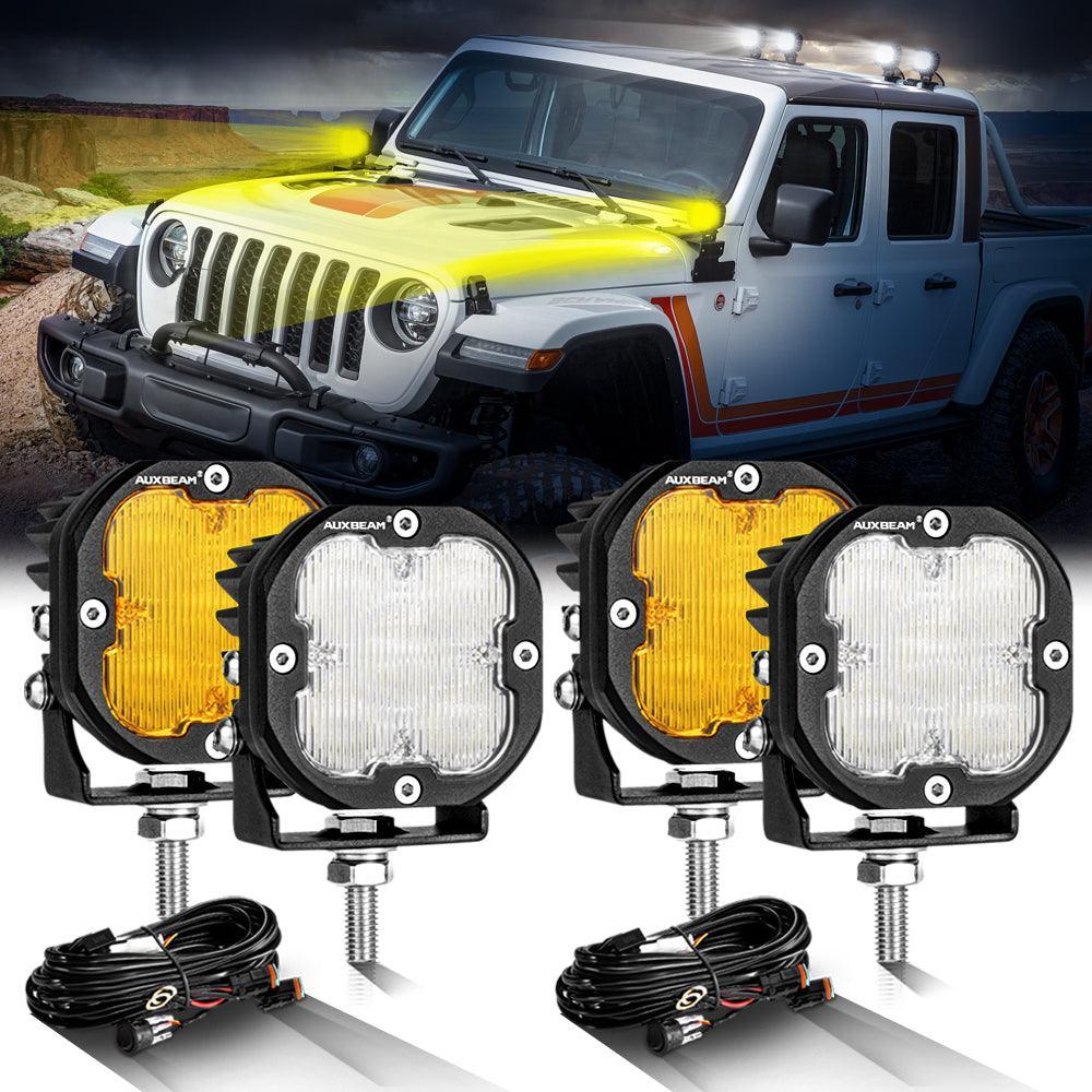 Luces LED de 3 pulgadas 80W 9600LM blancas y ámbar para JEEP