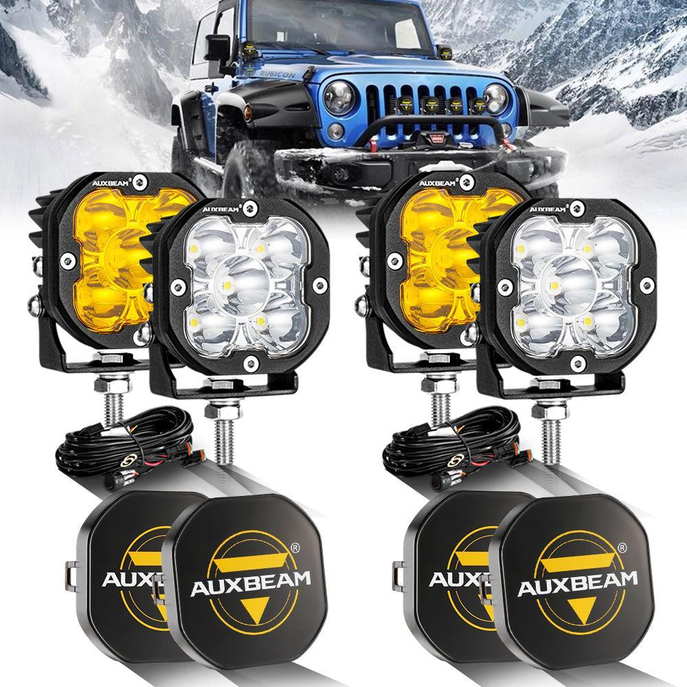 Luces LED de 3 pulgadas 80W 9600LM blancas y ámbar para JEEP