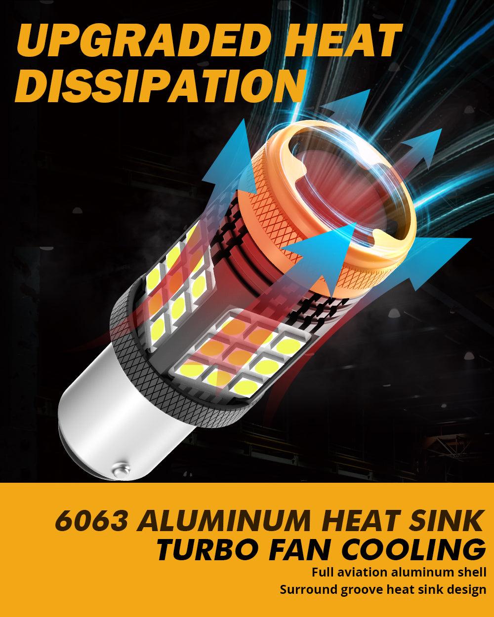 (2pcs/set) π1157 BAY15D 1156 BA15S BAU15S White Amber Red Canbus Error Free No Hyper Flash LED Turn Signal DRL Brake Light Tail Light Reversing Light Bulbs Fan Cooling