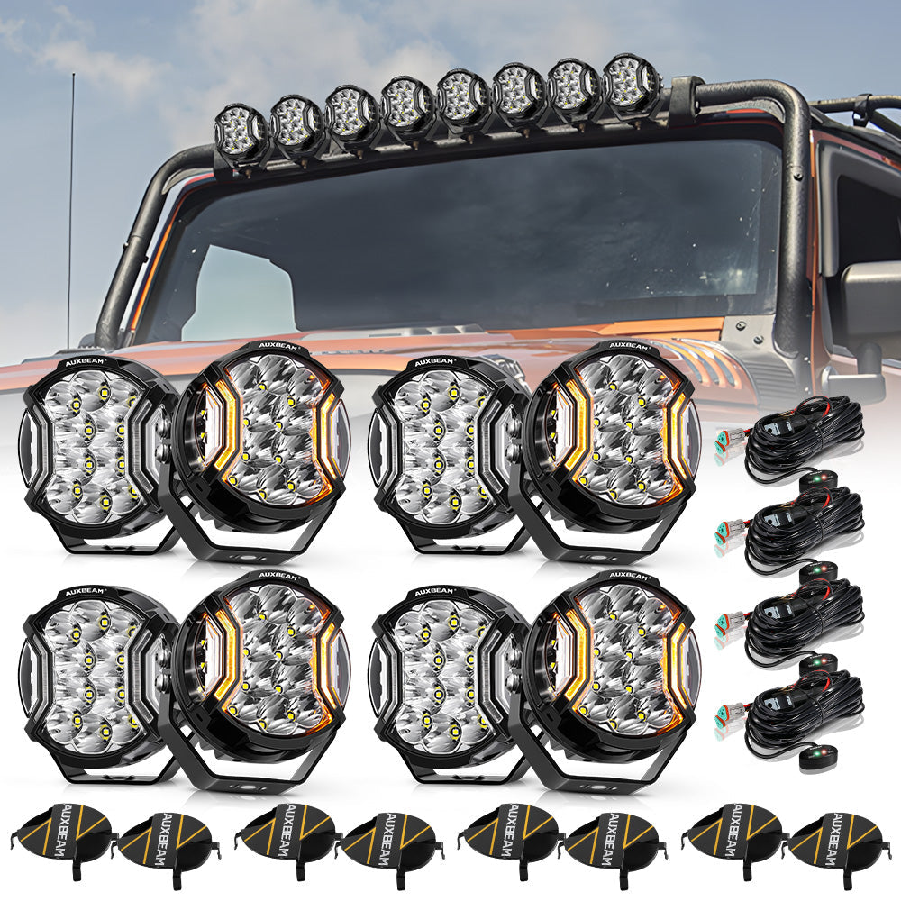 V-ULTRA Series | 5 Inch 172W LED Side Shooter Amber/White Pod Lights with Amber DRL