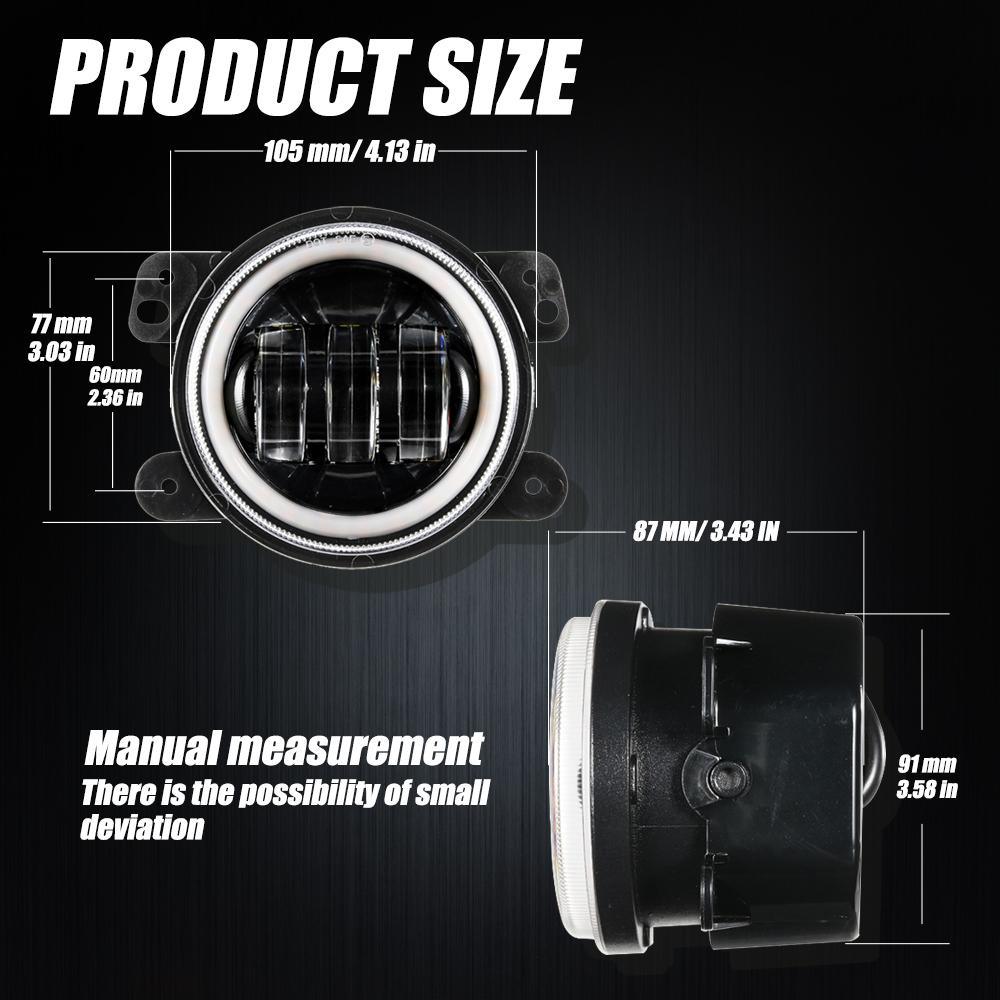 Remplaçant de Phare LED 7'' avec Halo + Feux Anti-Brouillard LED 4'' + Feux Arrière Fumés LED + Clignotants & Feux de Garde pour Jeep Wrangler JK