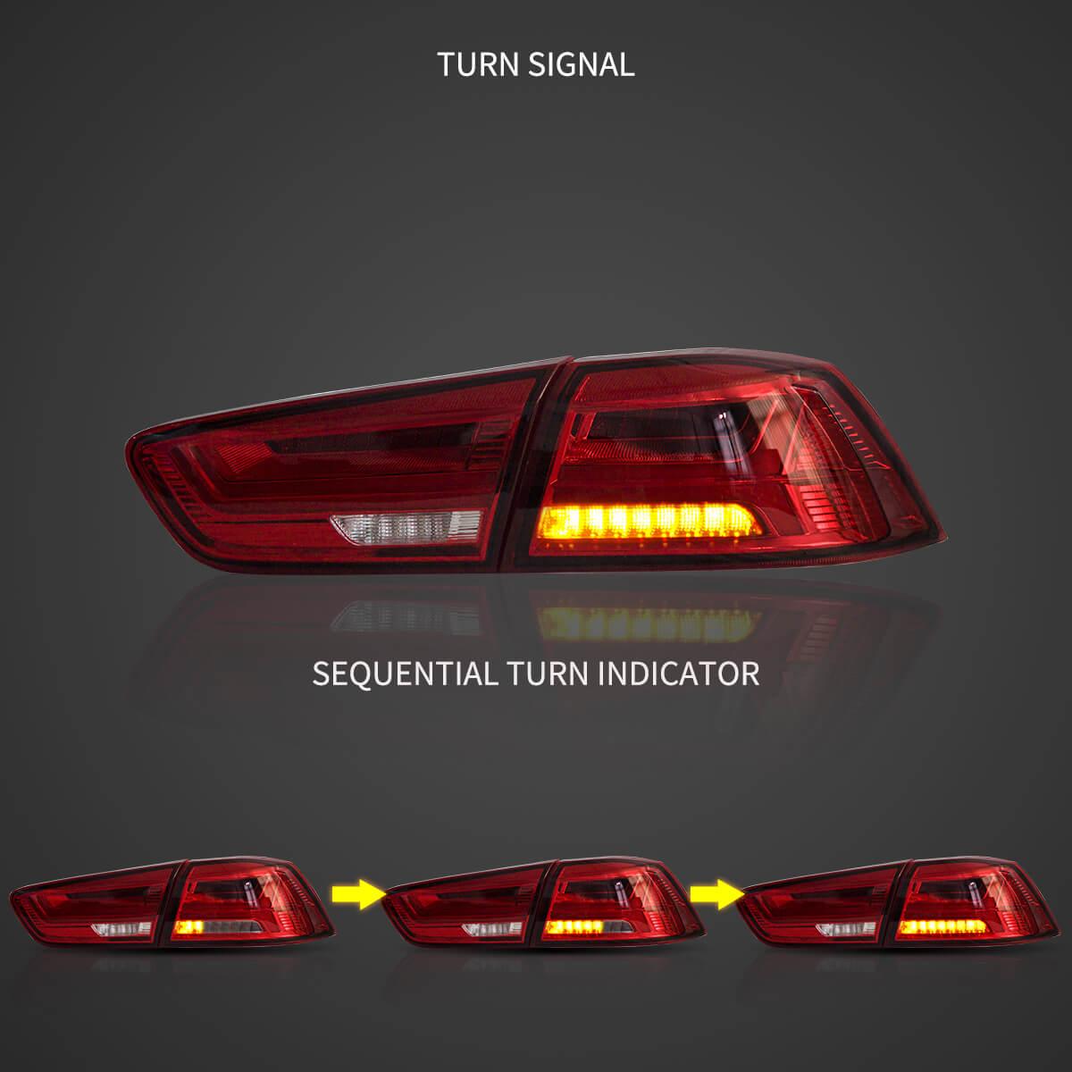 LED Tail Light Assembly With Sequential Turn Signal For 2008-2017 Mitsubishi Lancer & EVO X