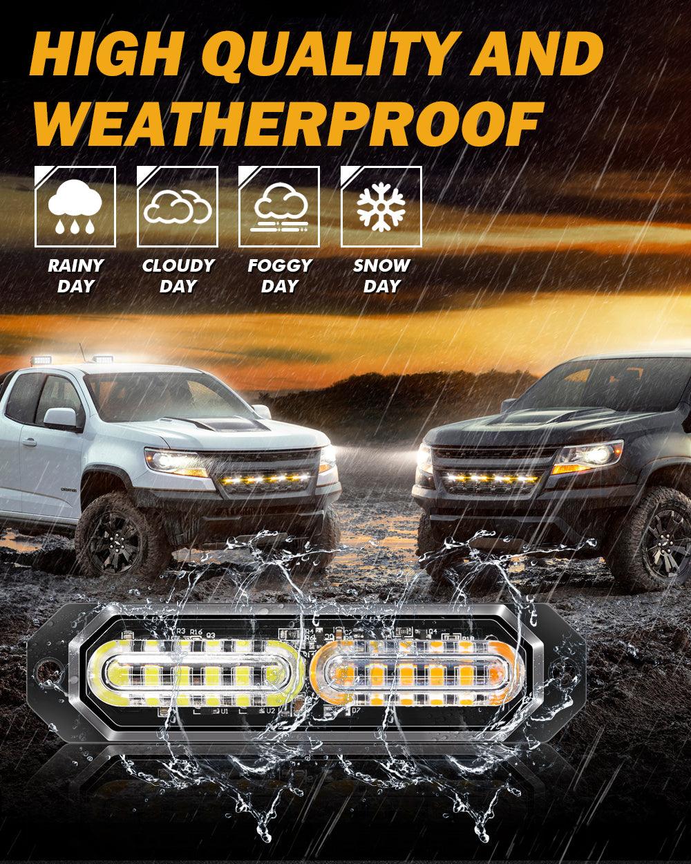 (4PSC/SET) 12LED Emergency Surface Mount Grill Strobe Light for Trucks Vehicles ATV RV Cars Van