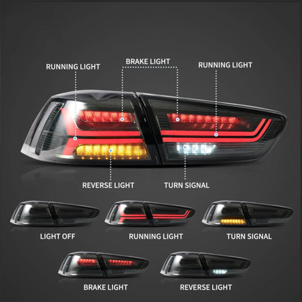 LED Tail Light Assembly With Sequential Turn Signal For 2008-2017 Mitsubishi Lancer & EVO X