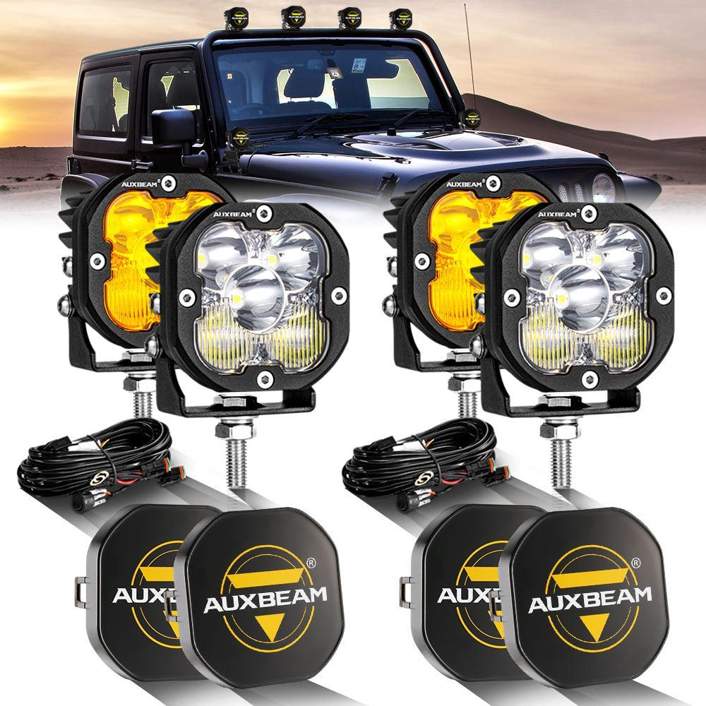 Luces LED de 3 pulgadas 80W 9600LM blancas y ámbar para JEEP