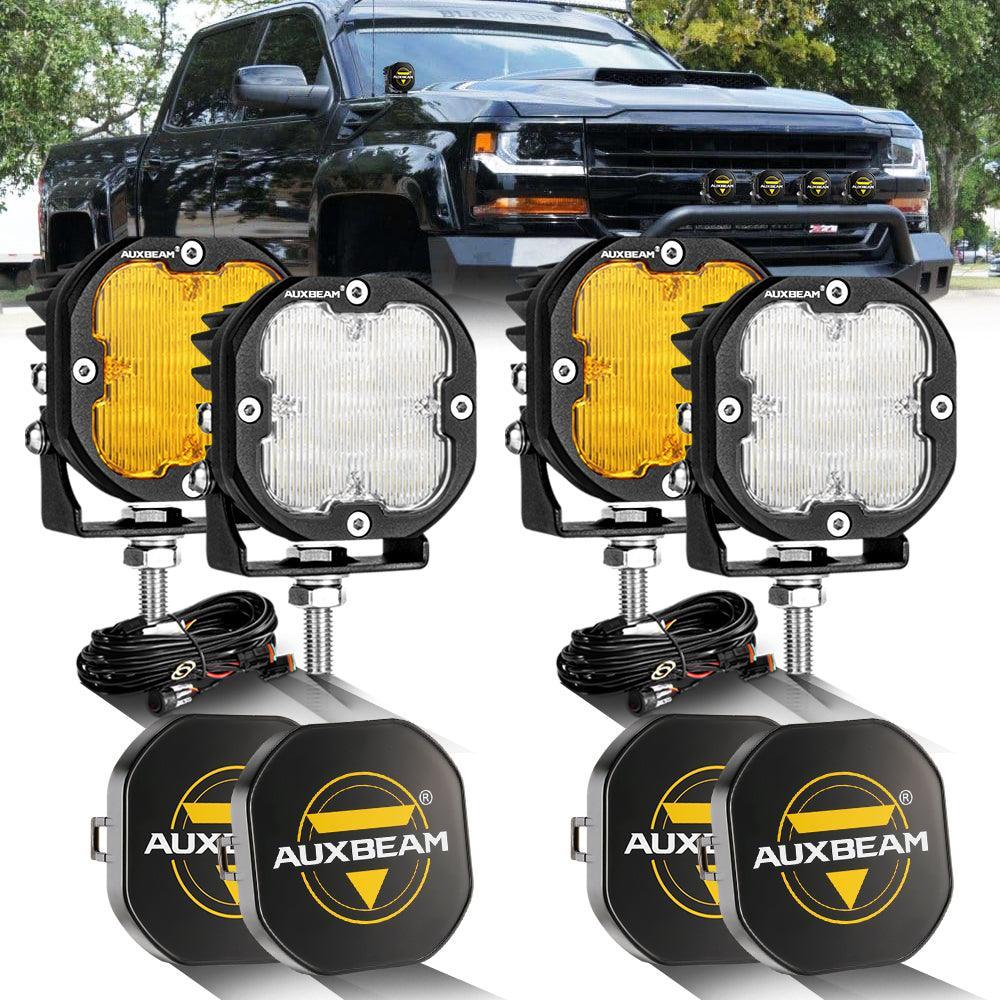 Luces LED de 3 pulgadas, 80W, 9600LM, blancas y ámbar para CHEVROLET