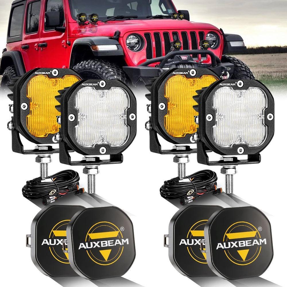 Luces LED de 3 pulgadas 80W 9600LM blancas y ámbar para JEEP