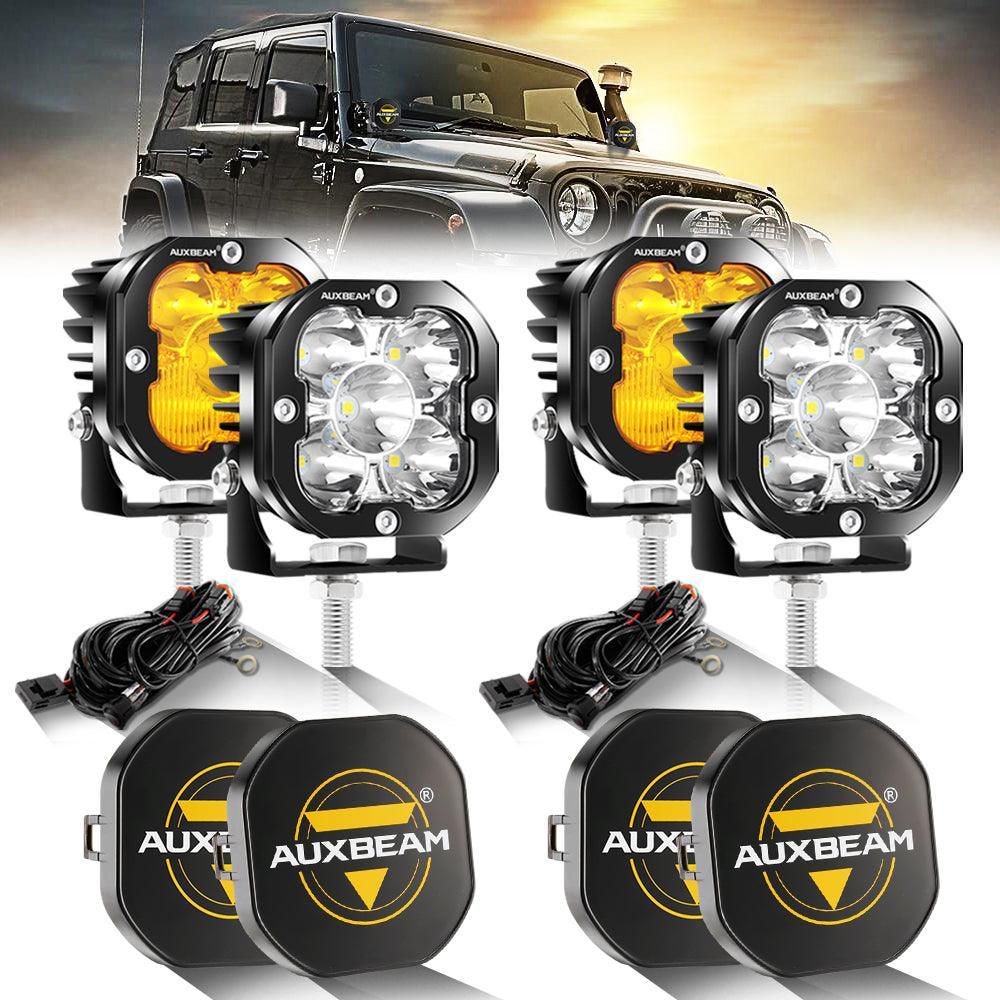 Luces LED de 3 pulgadas 80W 9600LM blancas y ámbar para JEEP