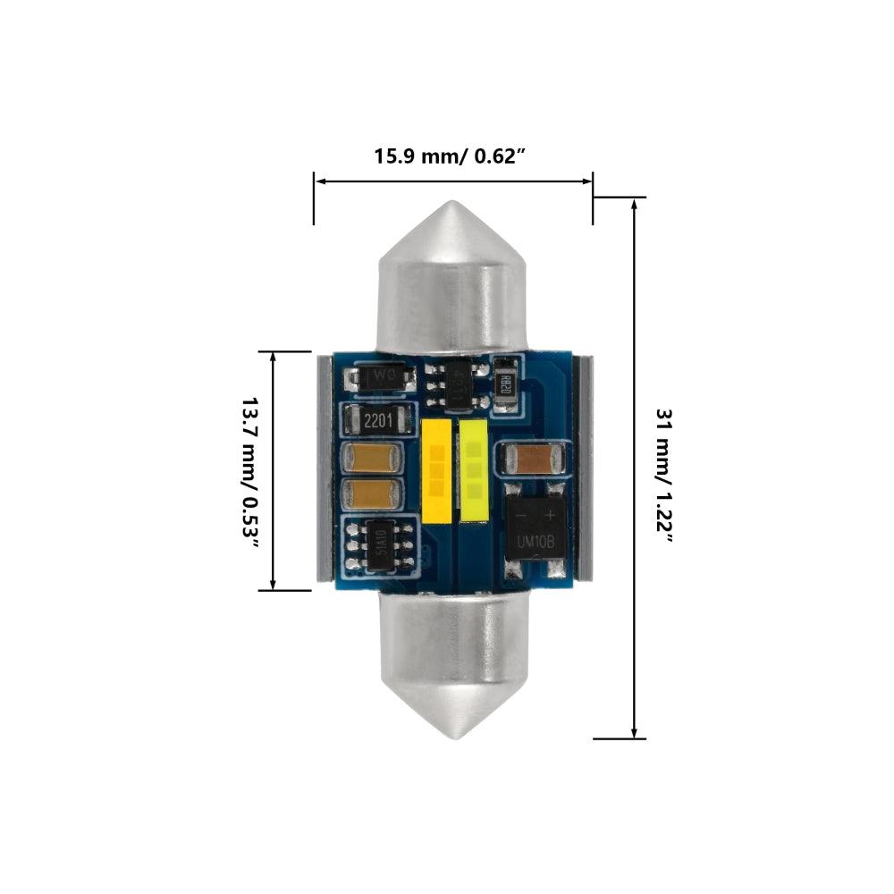 🆕(2pcs/set) Dual Color Switchback 31MM/36MM/39MM/41 42MM 1860CSP 6500K Cool White& 5000K Natural White LED Festoon Canbus For Interior Dome Map License Plate Bulbs