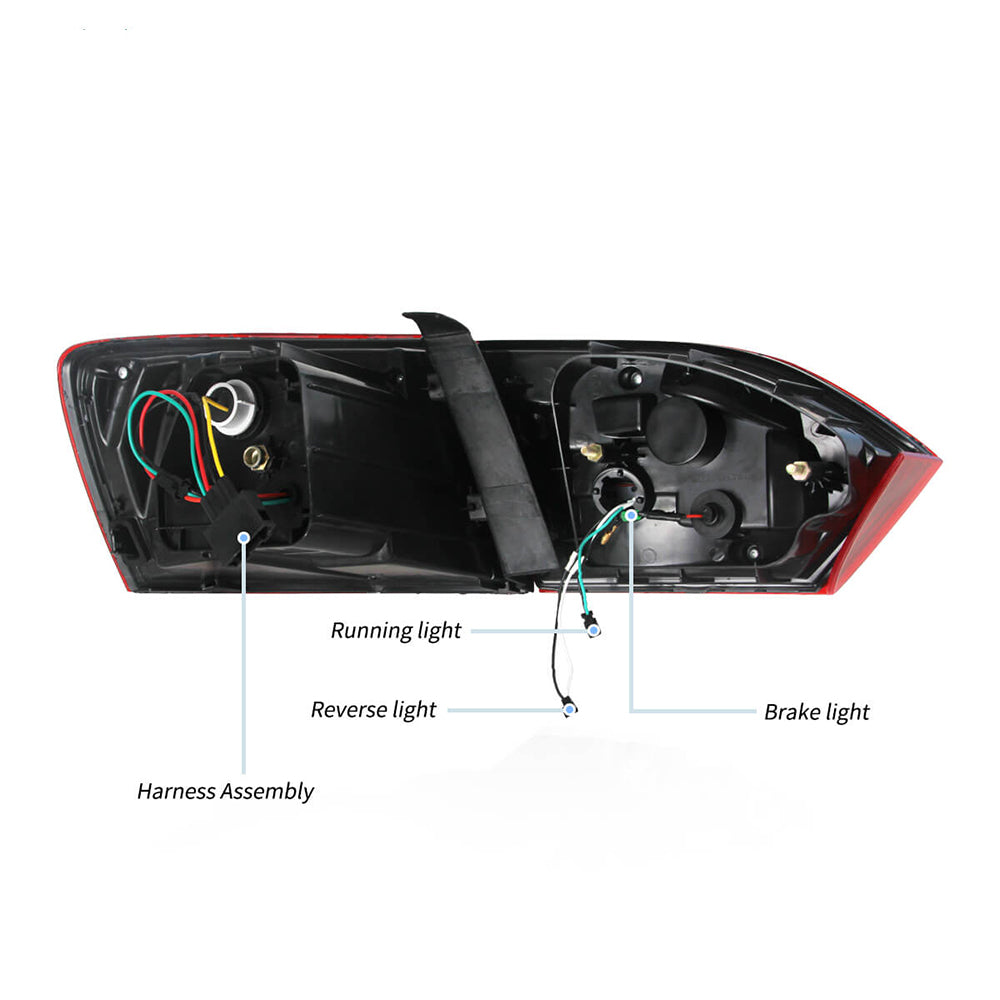 LED Tail Light Assembly With Full LED Sequential Turn Signal For 2011-2014 Volkswagen Jetta/Sagitar 6th Gen (A6)
