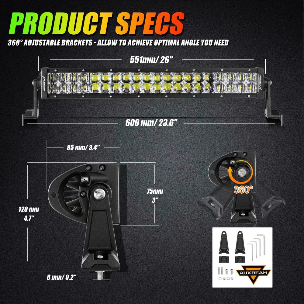 V-PRO Series 22 Inch RGBW Color Changing Double Row Off Road Led Light Bar