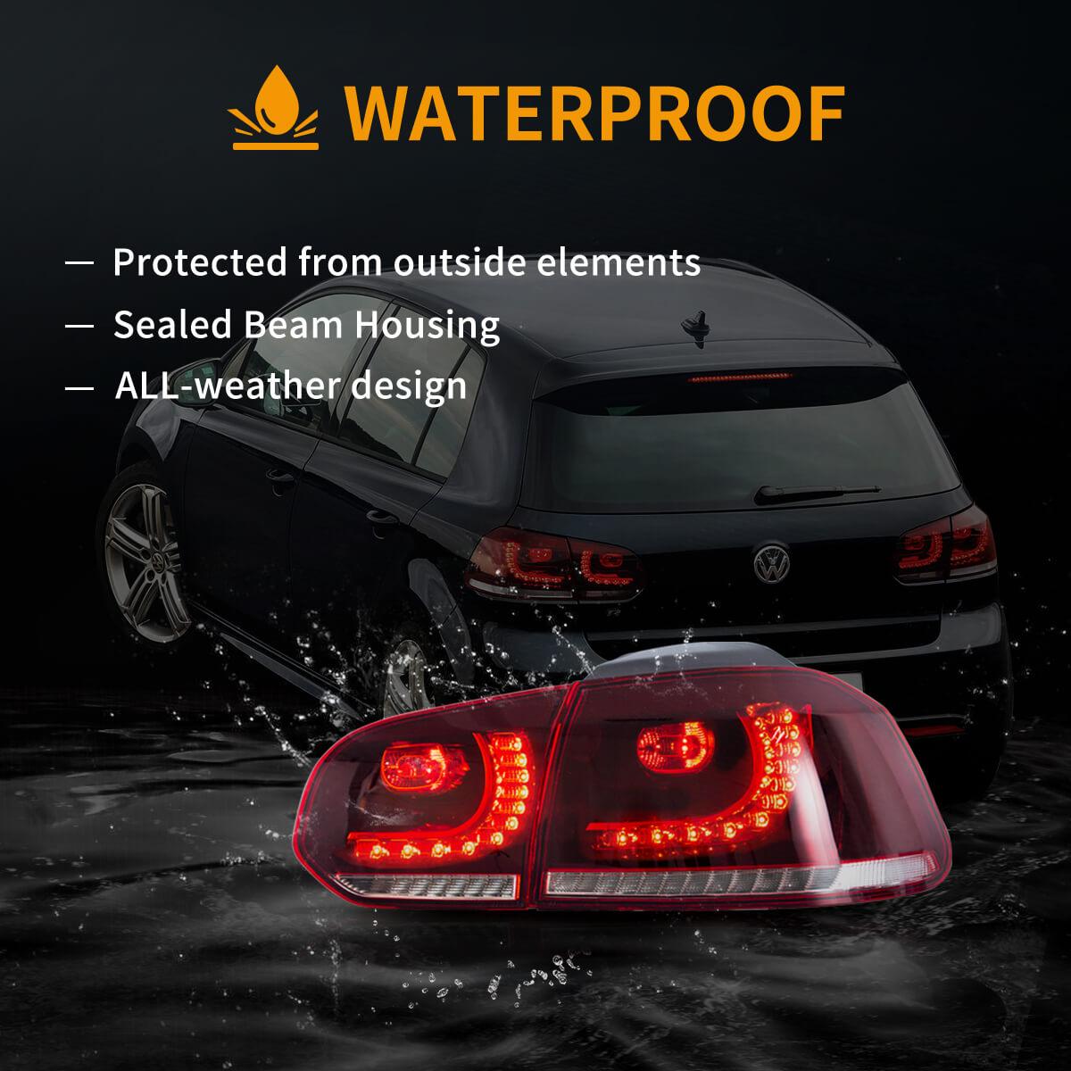 LED Tail Light Assembly With Amber Sequential Turn Signal For 2008-2014 VW Golf 6th Gen Mk6 Hetchback