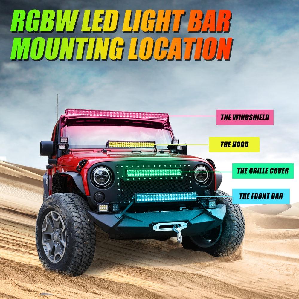 V-PRO Series 22 Inch RGBW Color Changing Double Row Off Road Led Light Bar