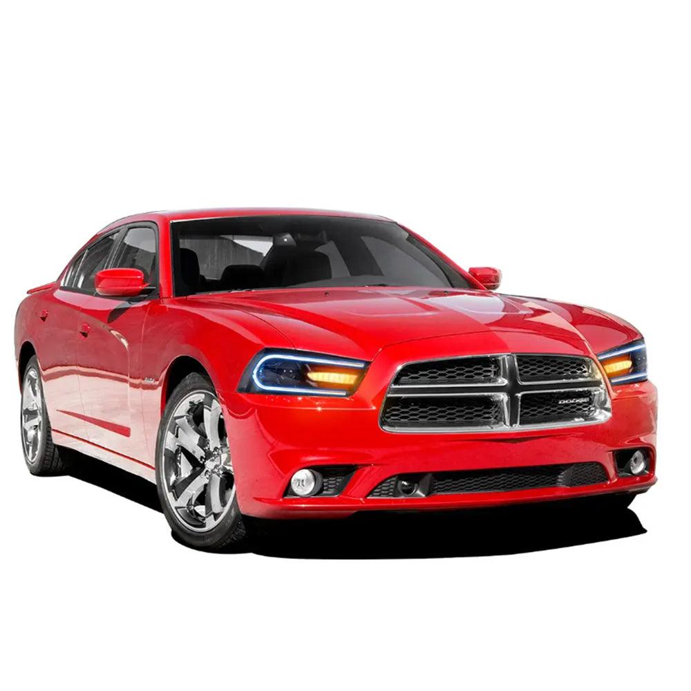 LED Headlight Assembly RGB Dual Beam Projector Black For 2011-2014 Dodge Charger(LD)