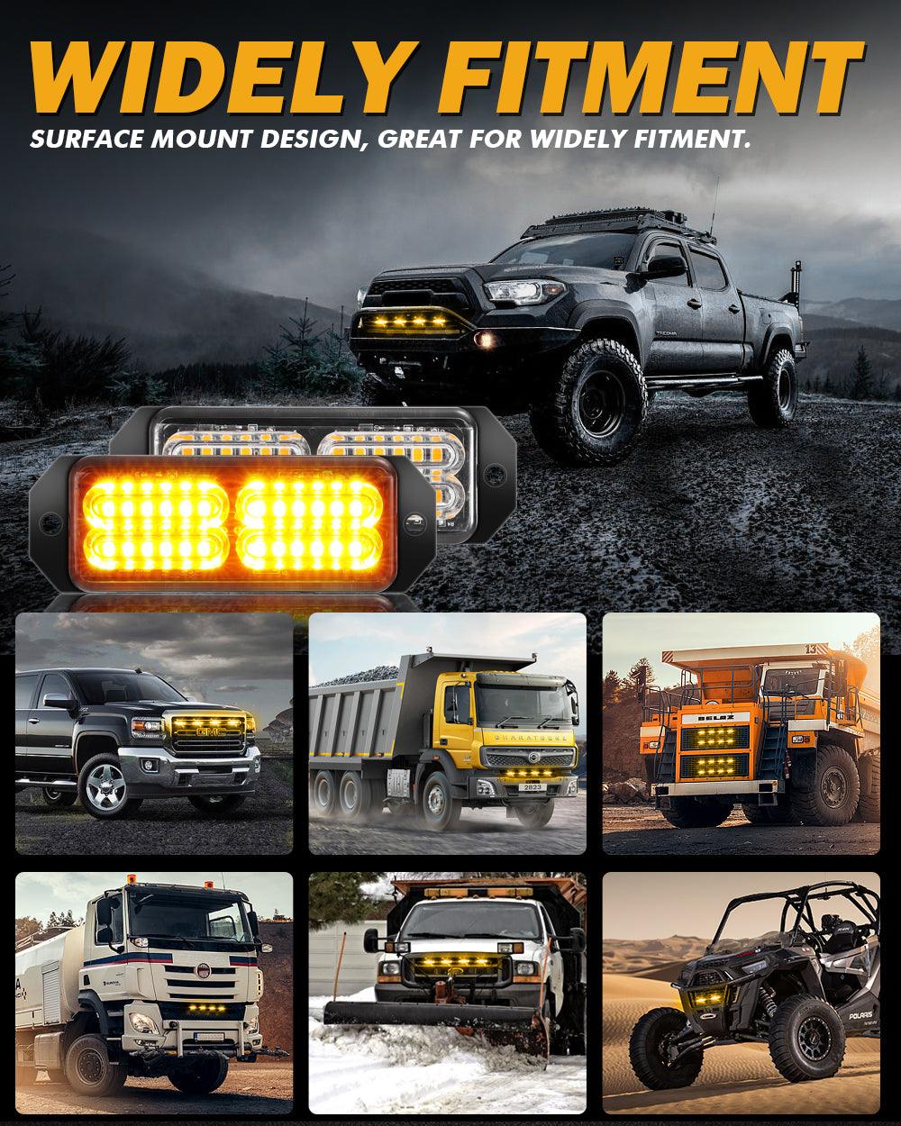 (4PSC/SET) 24LED Emergency Surface Mount Grill Strobe Light for Trucks Vehicles ATV RV Cars Van