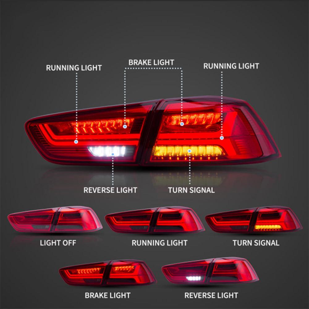 LED Tail Light Assembly With Sequential Turn Signal For 2008-2017 Mitsubishi Lancer & EVO X