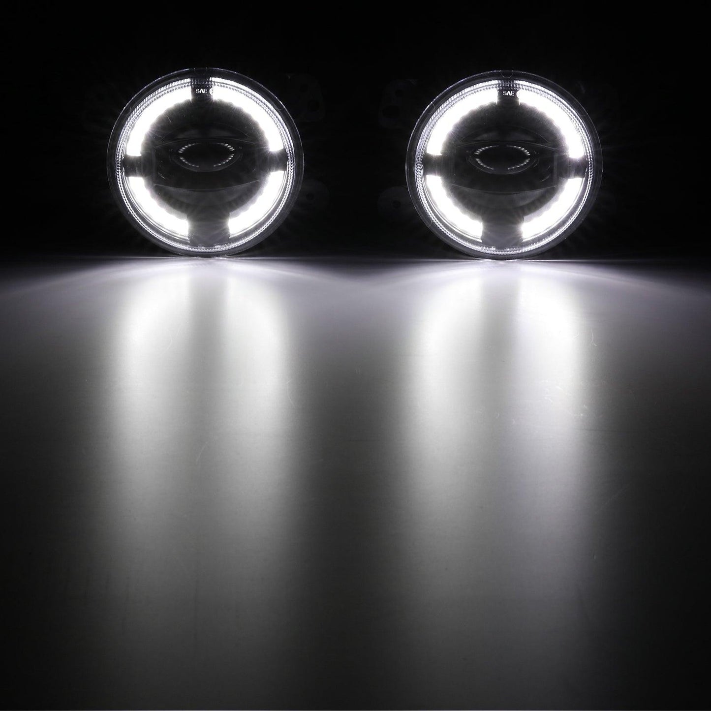 (2pcs/set) 4" 60W LED Fog Lights with White Halo Ring DRL for Jeep Wrangler JK/ Jeep Grand Cherokee/ Dodge
