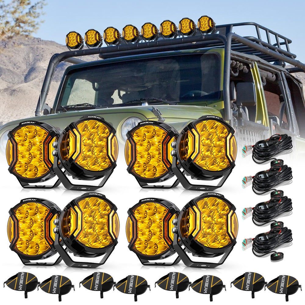 V-ULTRA Series | 5 Inch 172W LED Side Shooter Amber/White Pod Lights with Amber DRL