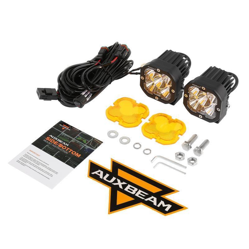 3 Inch LED Pods Lights with Additional Amber Covers & Fog Lamp Mounting Brackets (Vertical Fog Lamp) for Dodge Ram 1500 2013-2018